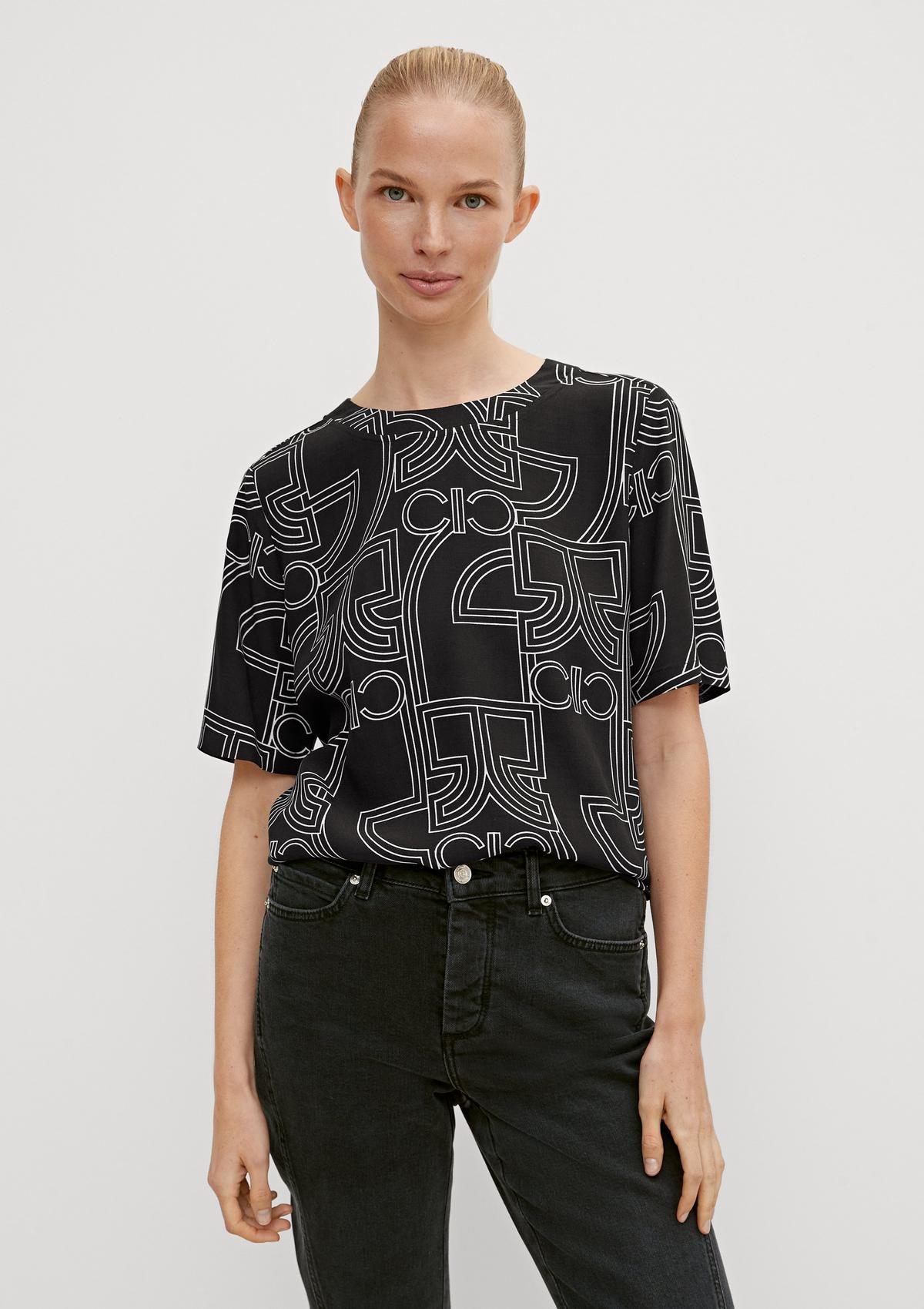 Blusenshirt mit Allover-Print - schwarz | Comma