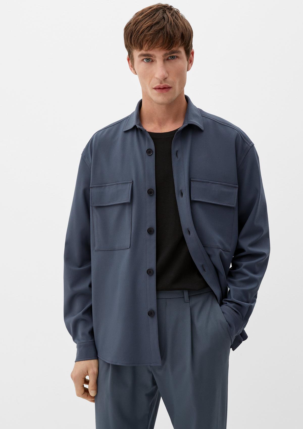Shirt jacket made of stretch viscose - slate grey | s.Oliver