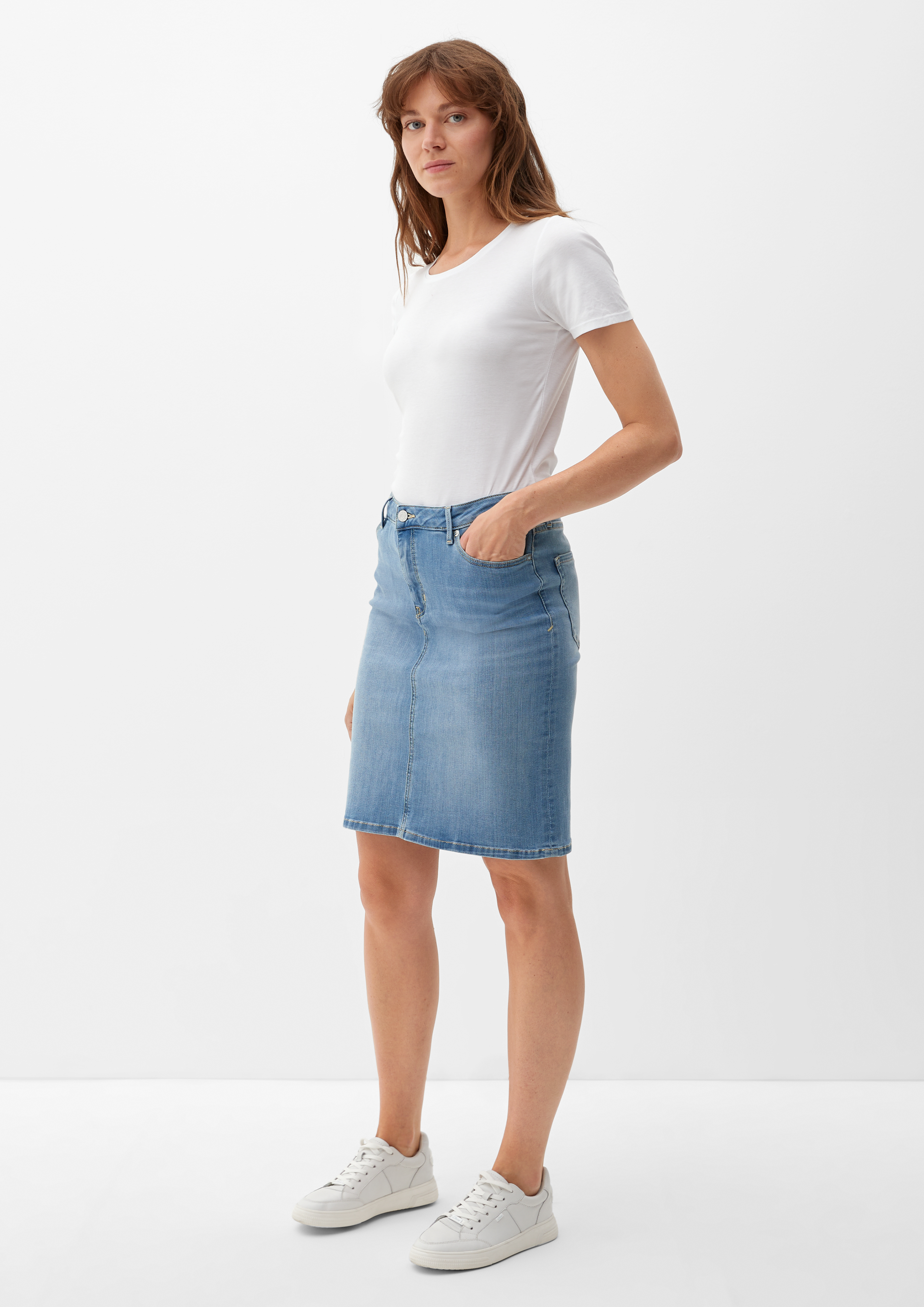 Light denim pencil clearance skirt