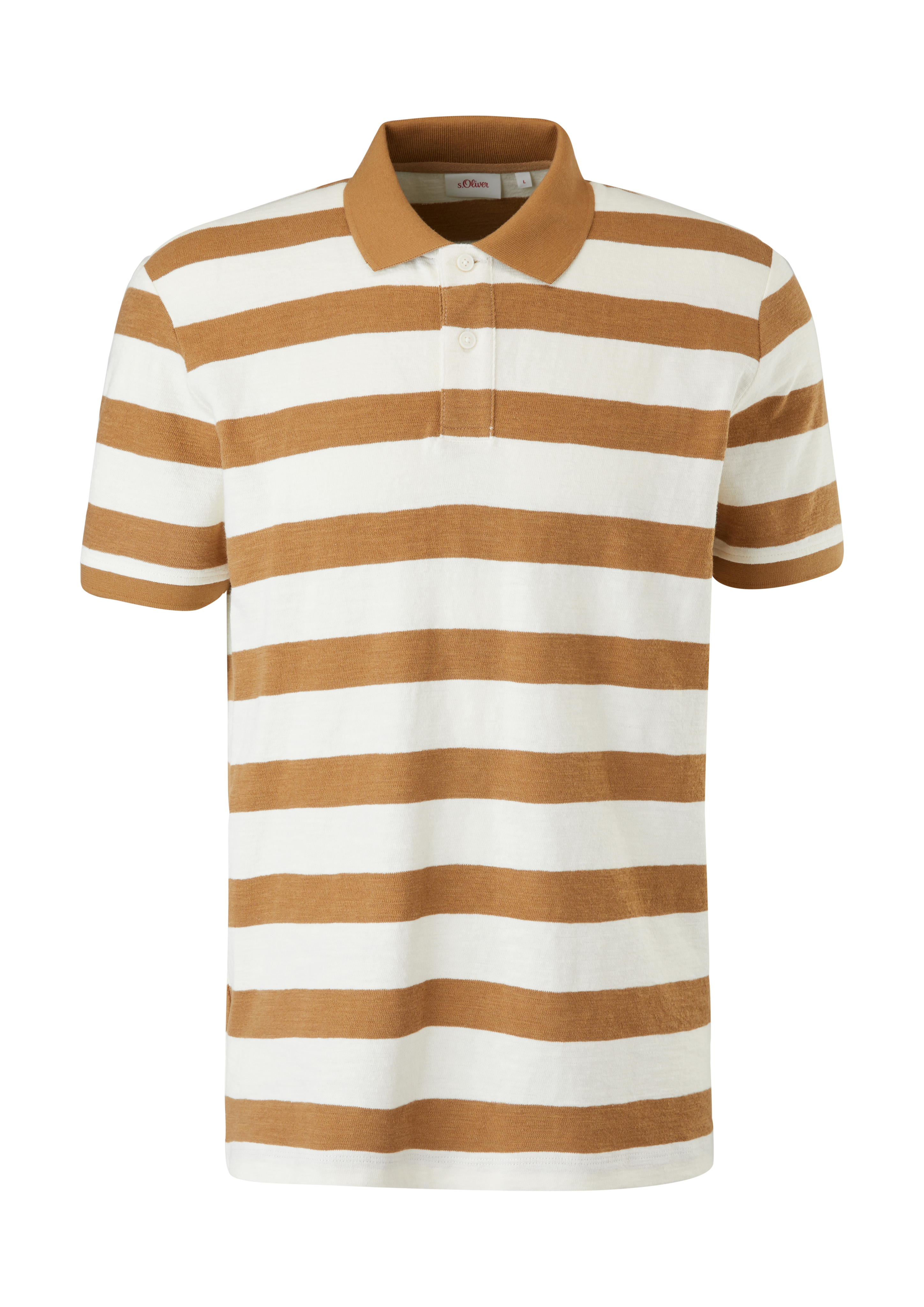 s.Oliver - Gestreiftes Poloshirt aus Jersey, Herren, braun|creme