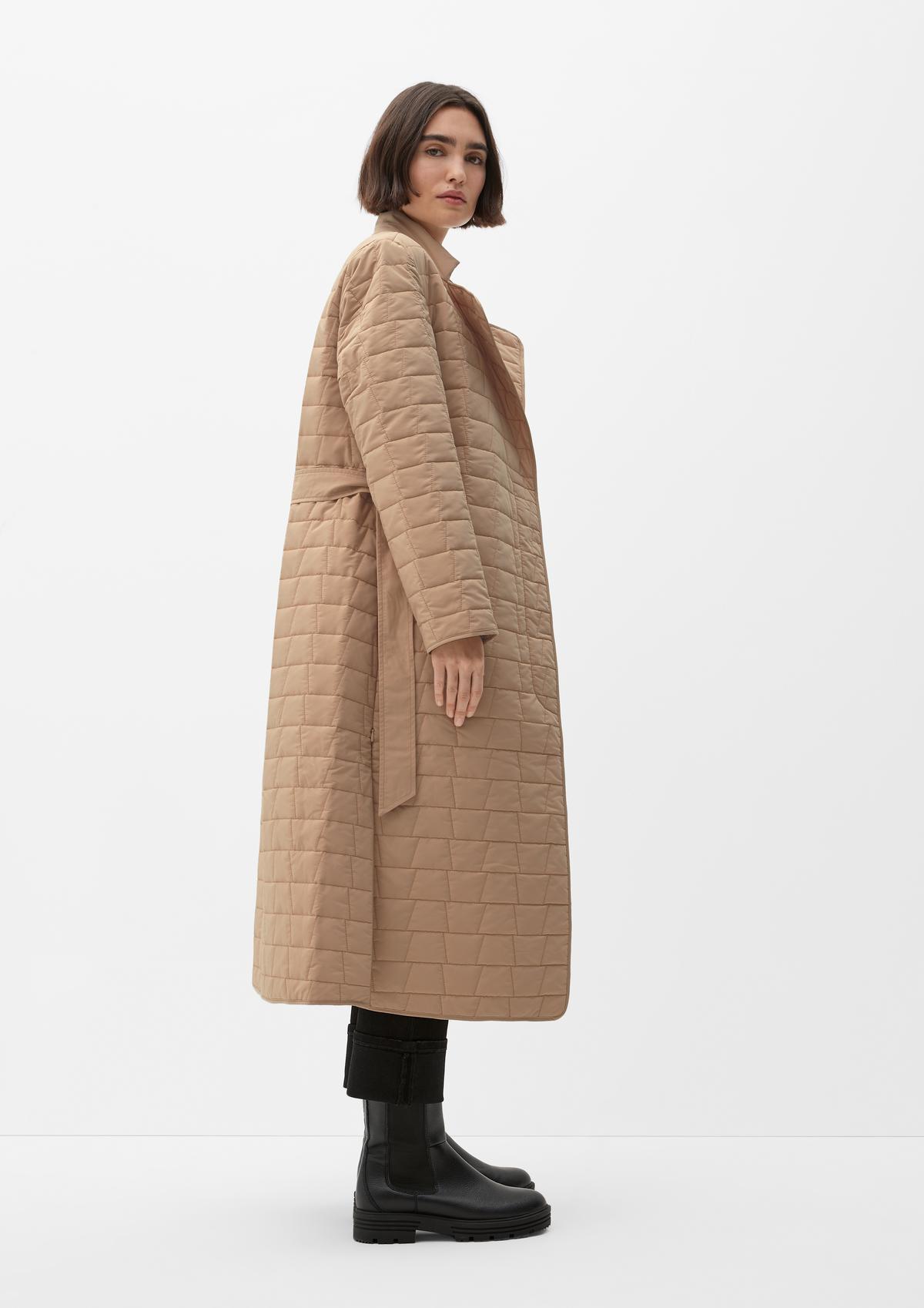 s.Oliver Quilted coat with a tie-around belt