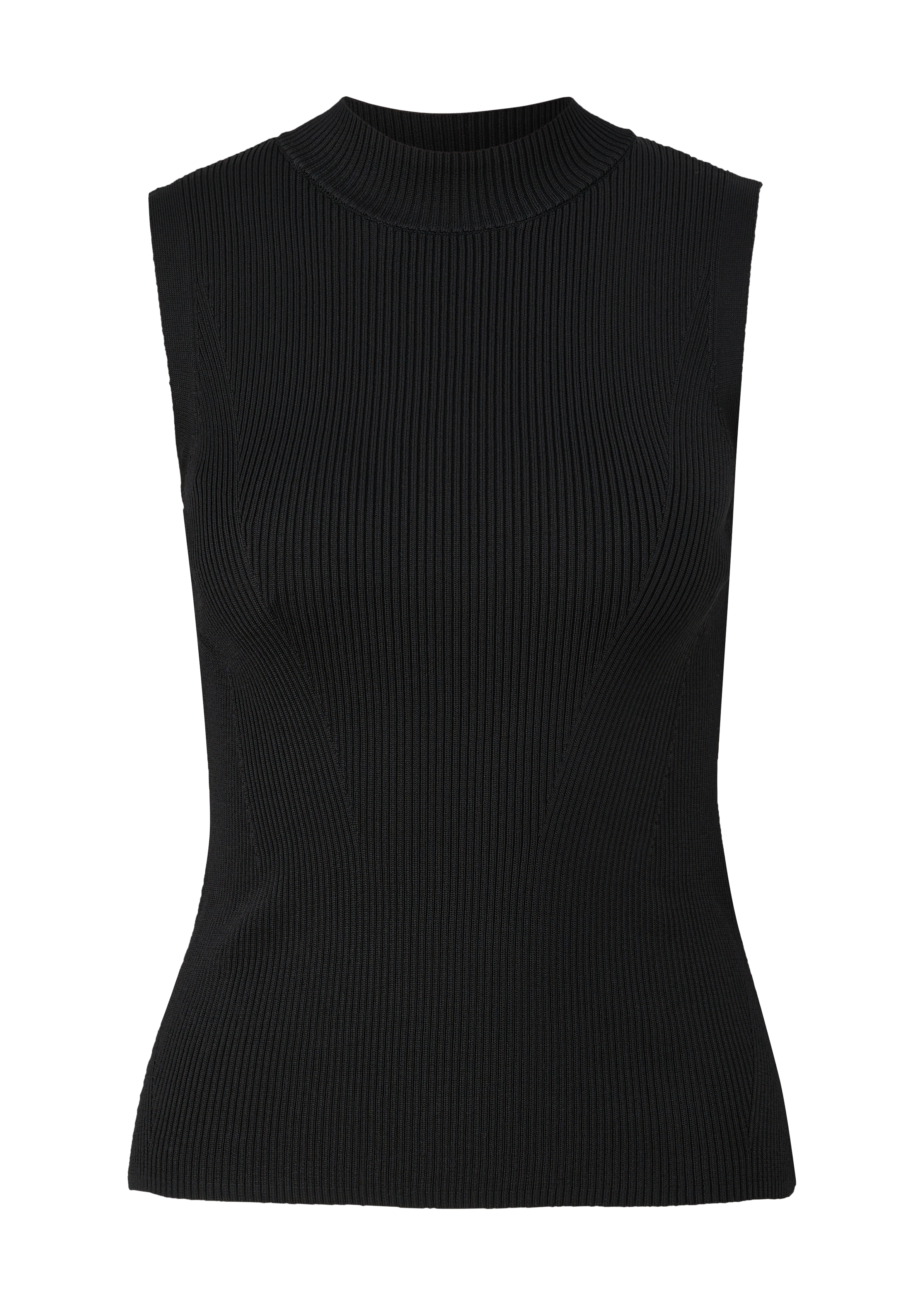 Sleeveless jumper with a ribbed texture - Black | SCAYLE