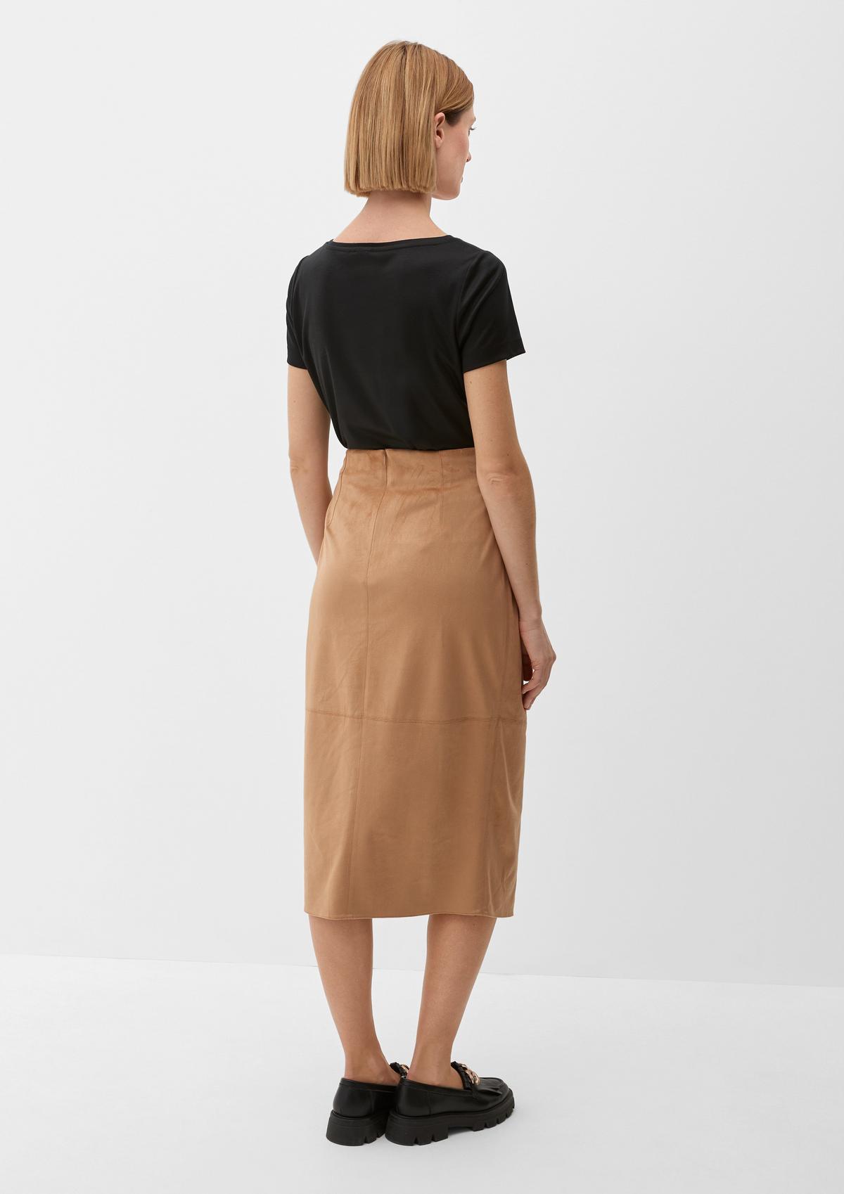 s.Oliver Midi skirt with a suede texture