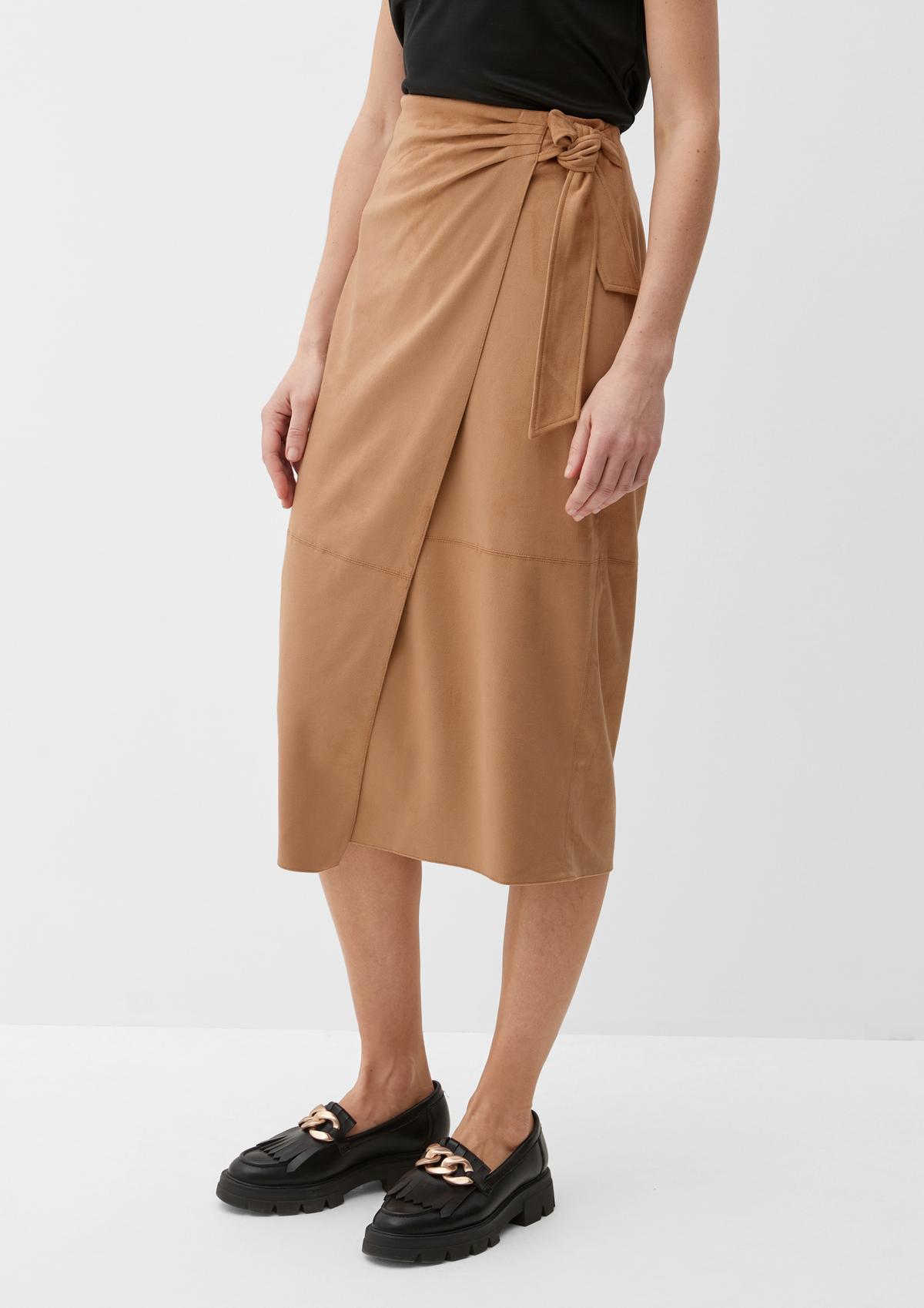 Midi skirt with a suede texture