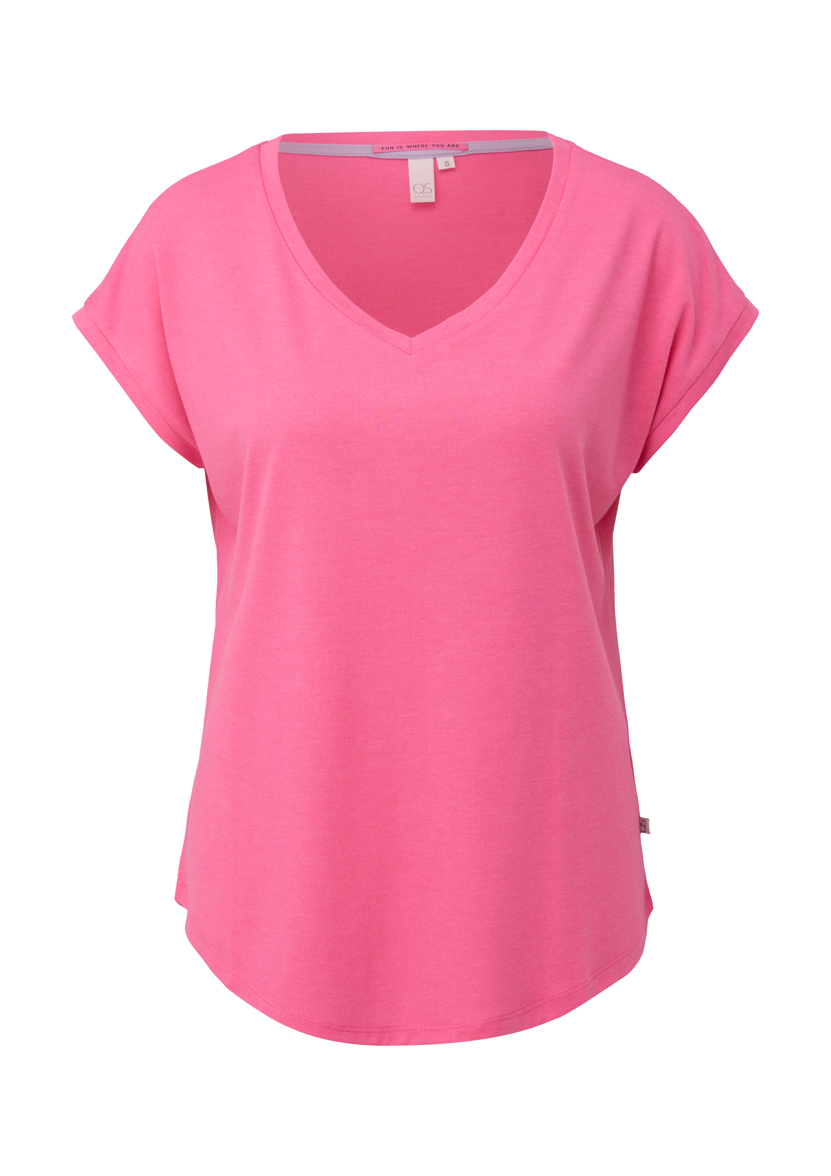 QS - Jerseyshirt aus Modalmix, Damen, Rosa