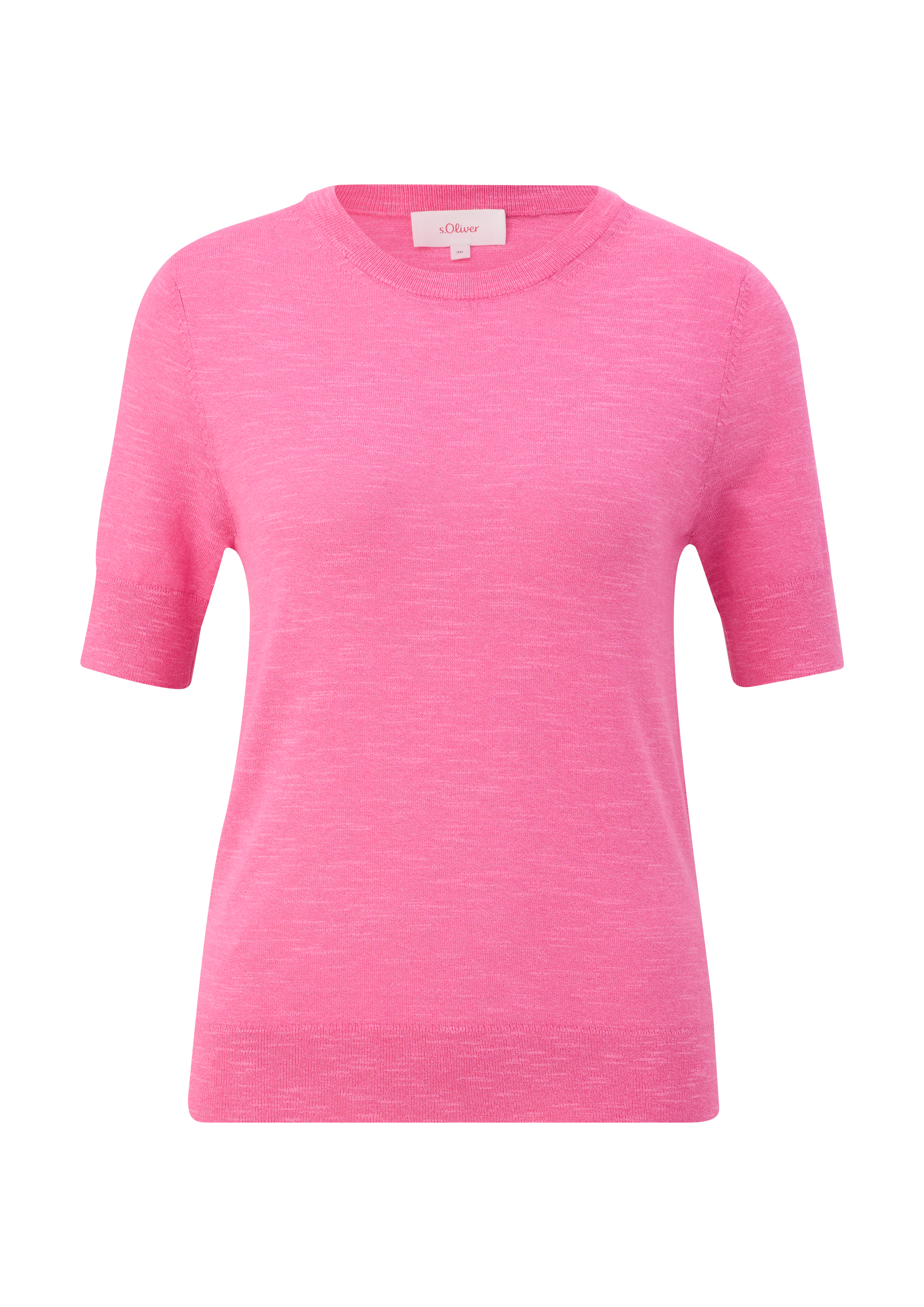 s.Oliver - Feinstrick-Pullover mit kurzen Ärmeln, Damen, Rosa