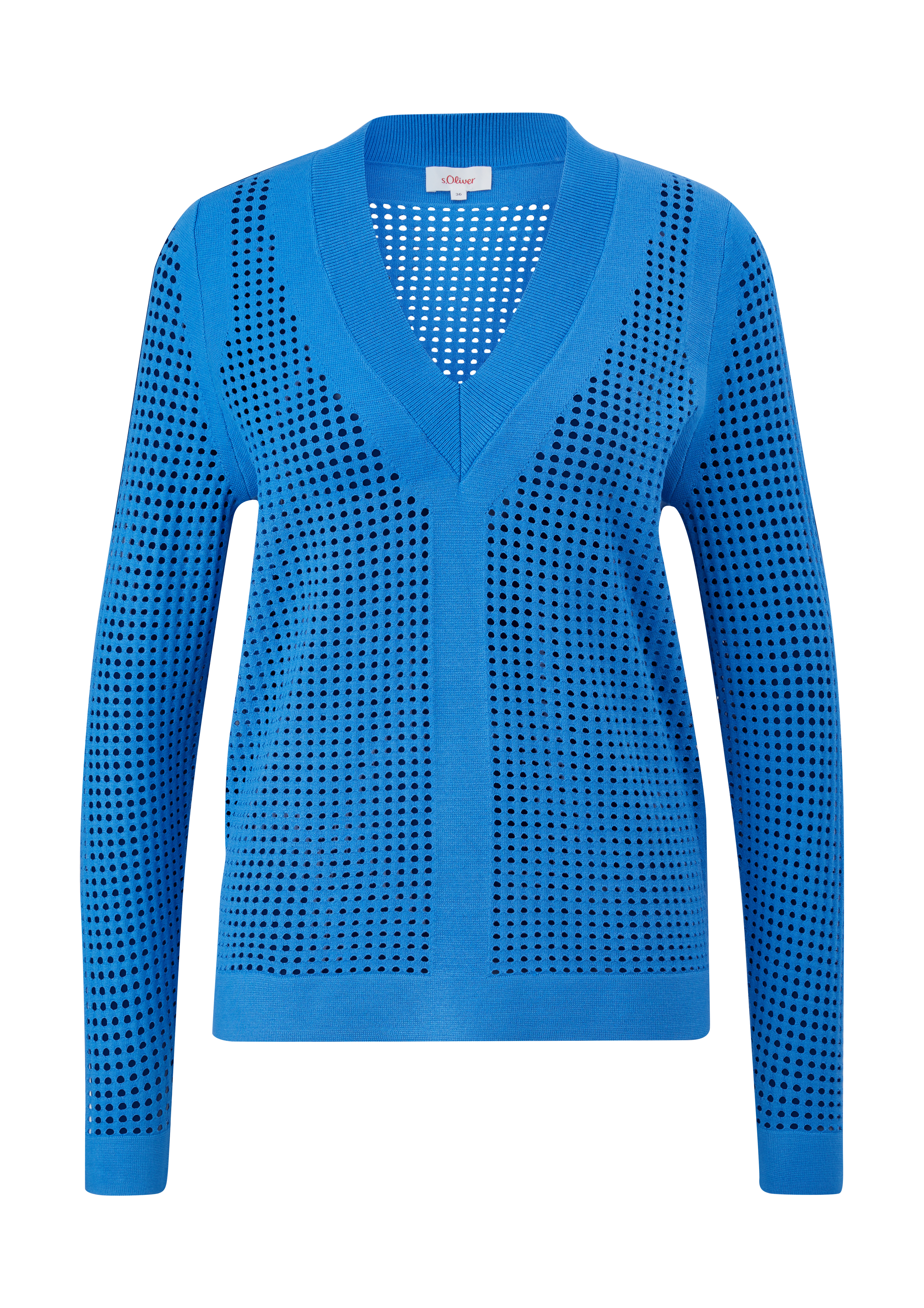 s.Oliver - Pullover mit Lochmuster, Damen, blau