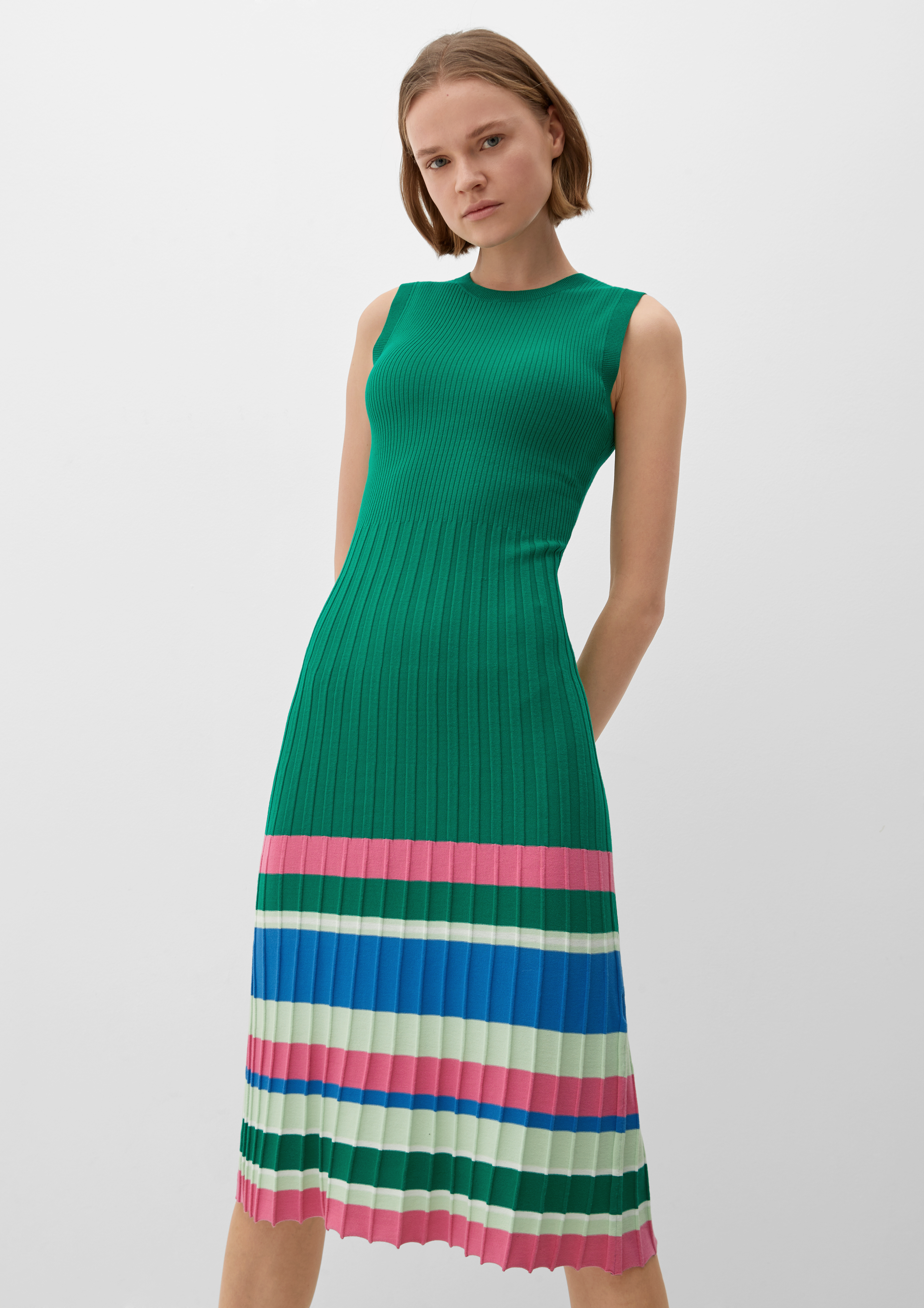 midikleid-mit-rippstruktur-smaragd-s-oliver