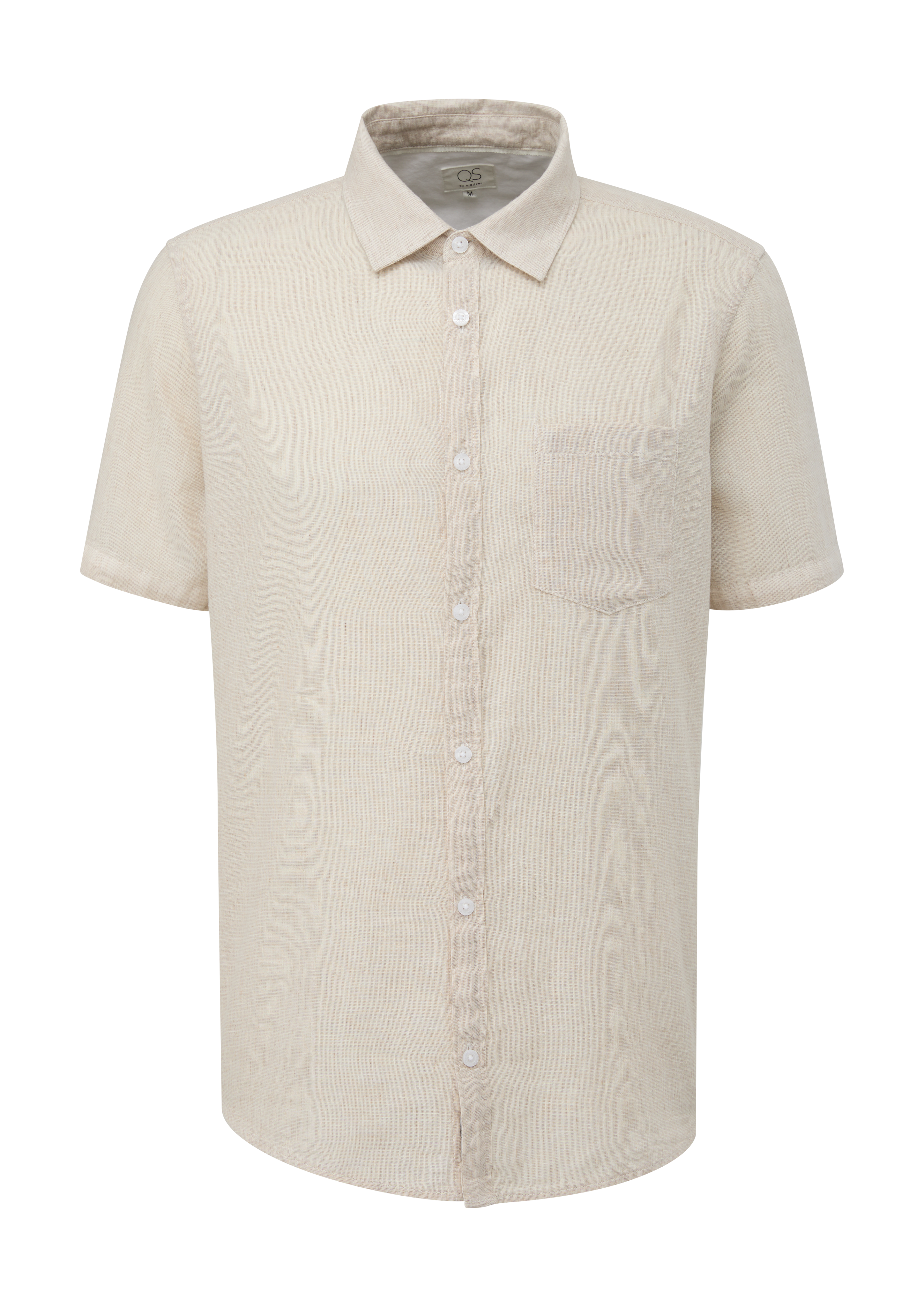 QS - Kurzarmhemd aus Leinenmix, Herren, Beige