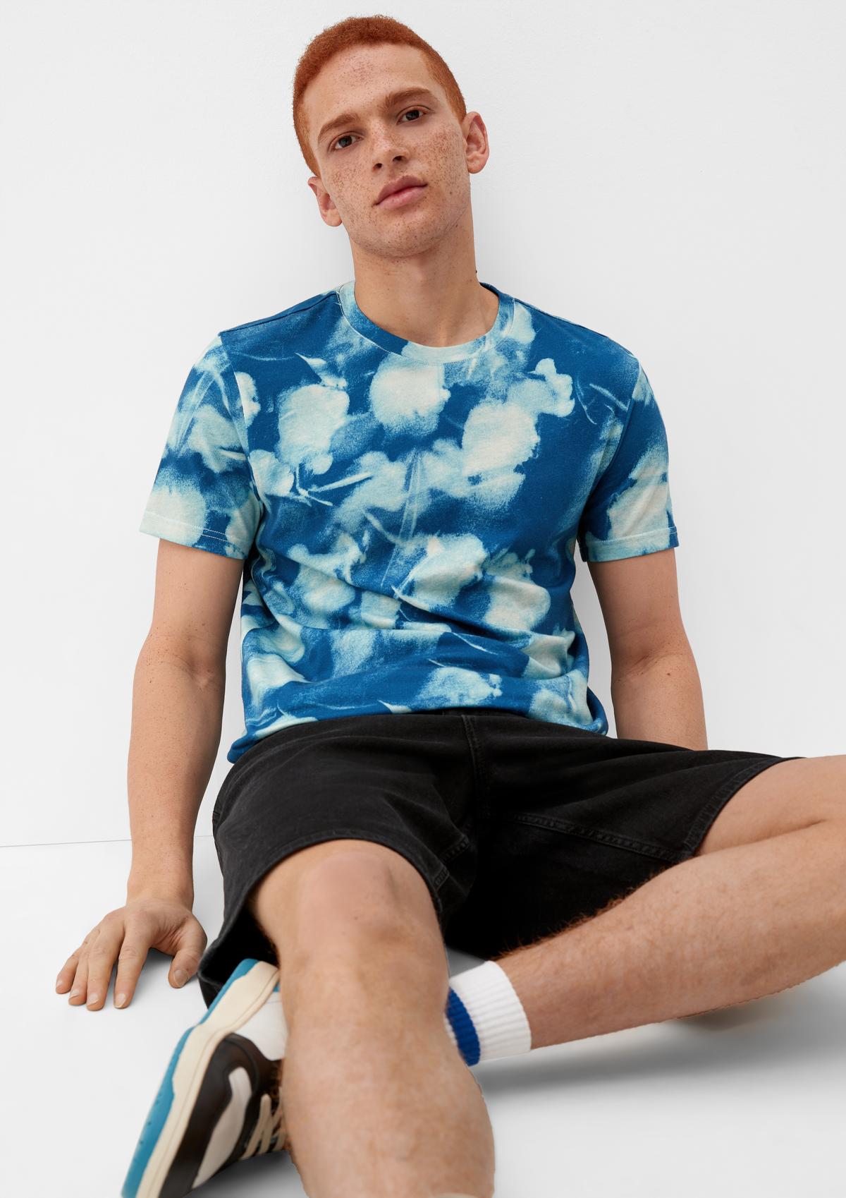 print all-over an dark T-shirt with - blue