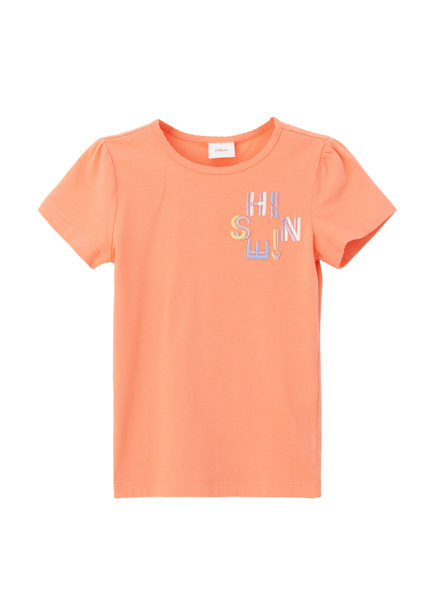 s.Oliver - T-Shirt mit Mausezahnausschnitt, Kinder, Orange