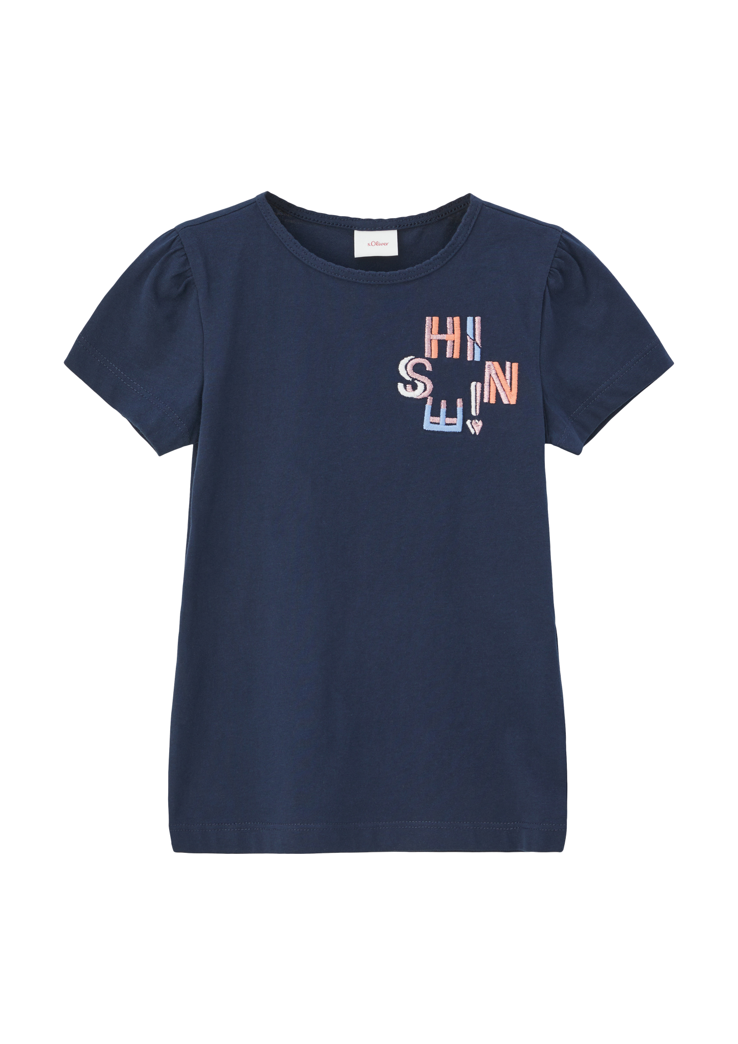 s.Oliver - T-Shirt mit Mausezahnausschnitt, Kinder, blau