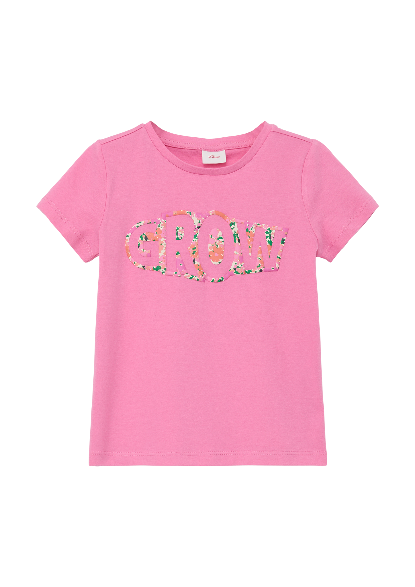 s.Oliver - T-Shirt mit floralem Print, Kinder, Rosa