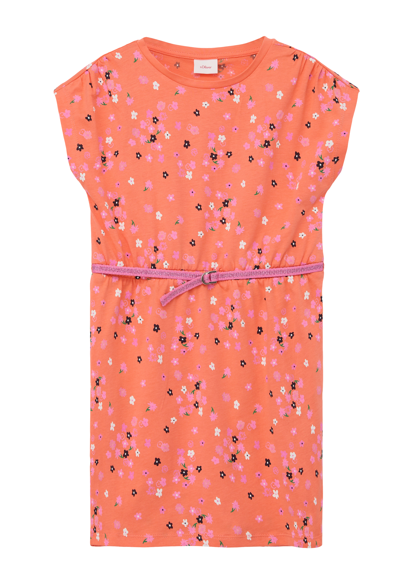 s.Oliver - Baumwollkleid mit Stoffgürtel, Kinder, Orange