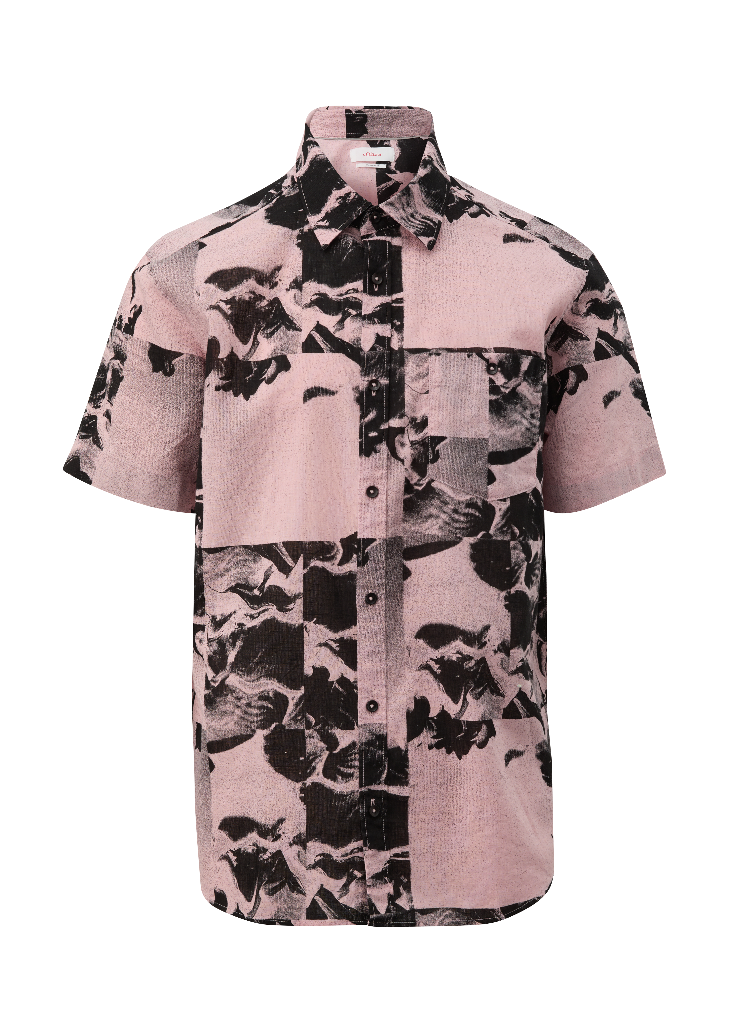 s.Oliver - Kurzarmhemd mit Allover-Print, Herren, Rosa