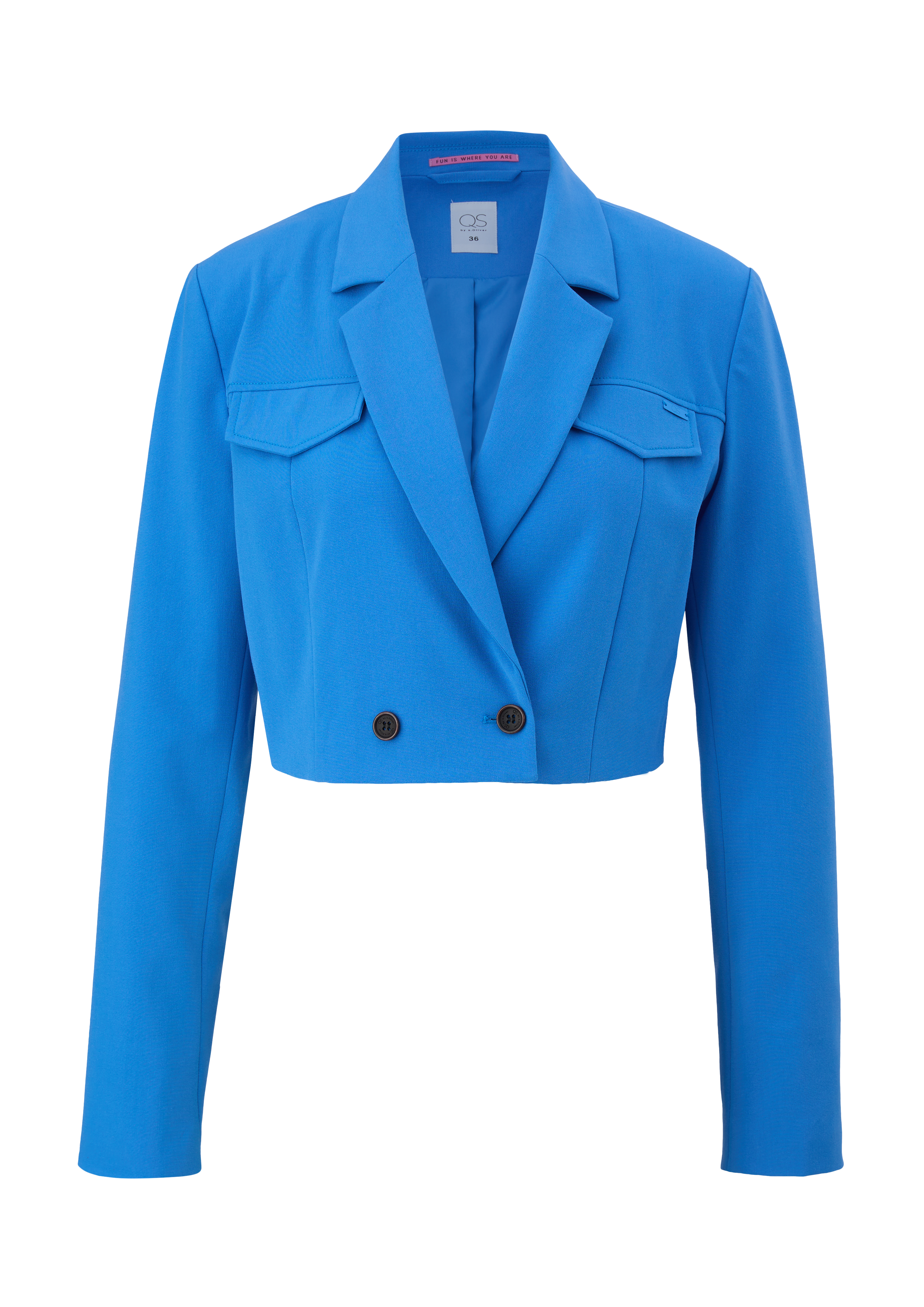 QS - Blazer im Cropped Fit, Damen, blau