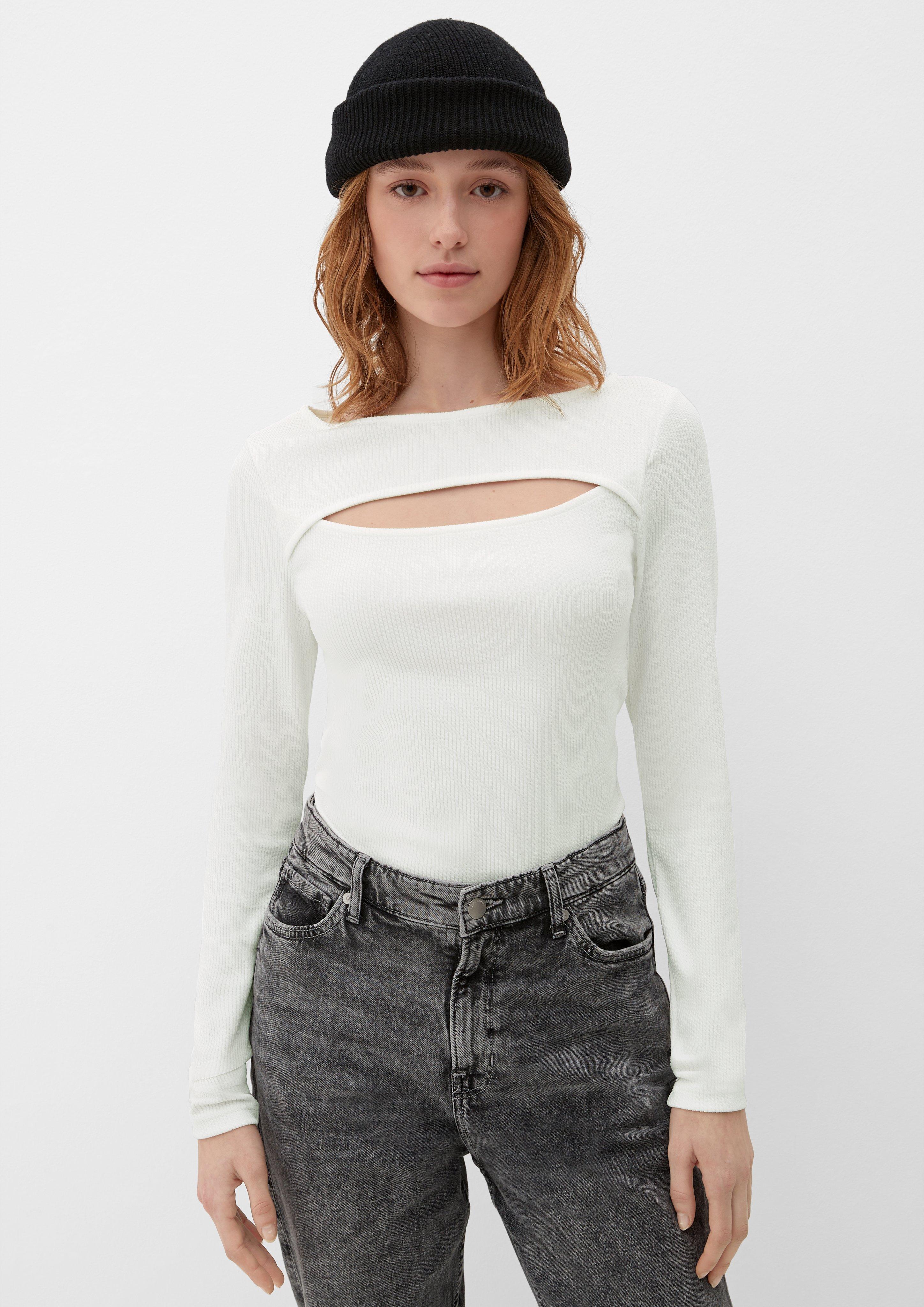 Long sleeve top with cut-out - ecru | s.Oliver