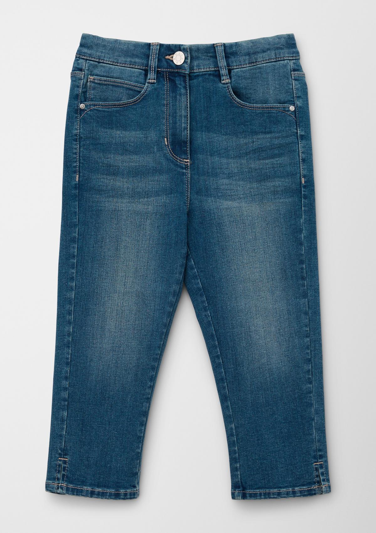 Skinny fit: capri jeans with belt - ocean blue