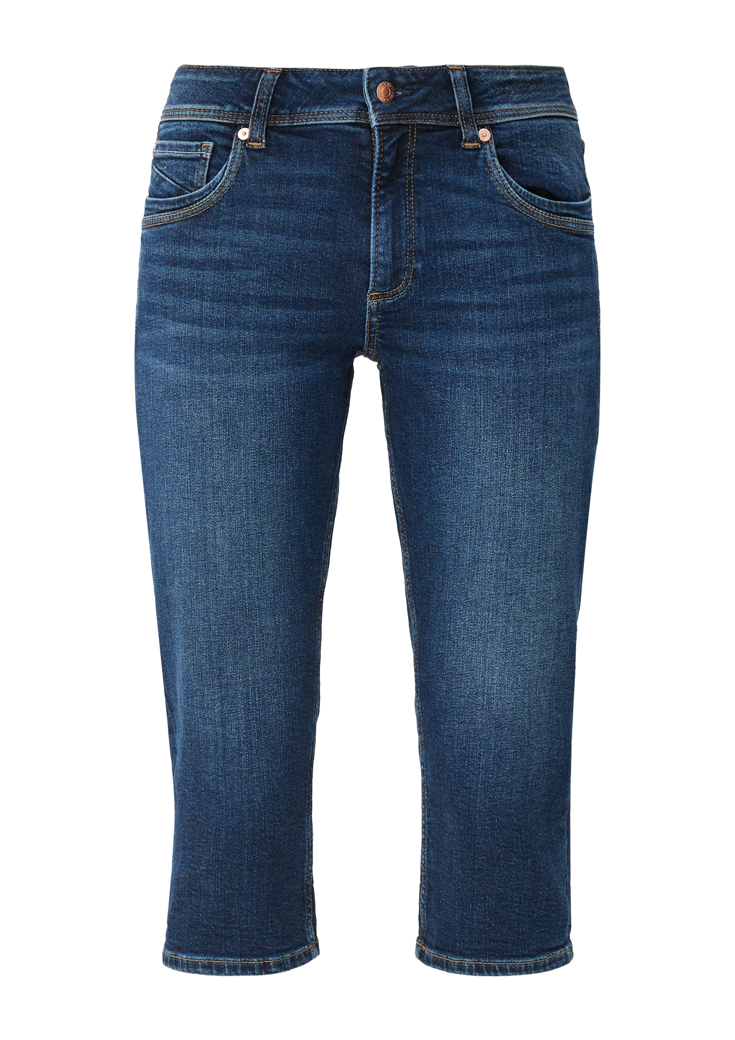 QS - Capri-Jeans Catie / Slim Fit / Mid Rise / Slim Leg, Damen, blau