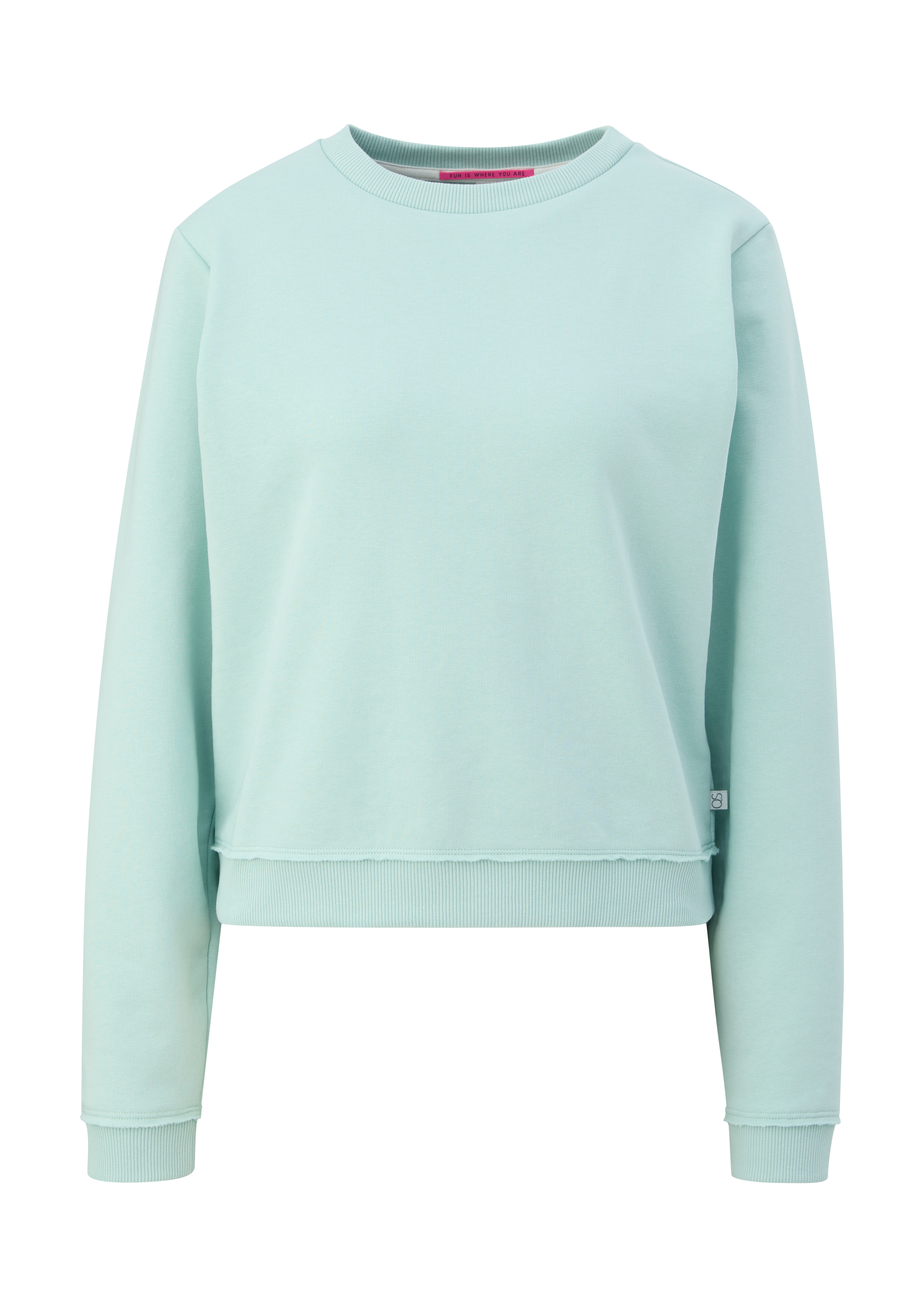 QS - Sweatshirt mit offenem Saum, Damen, türkis