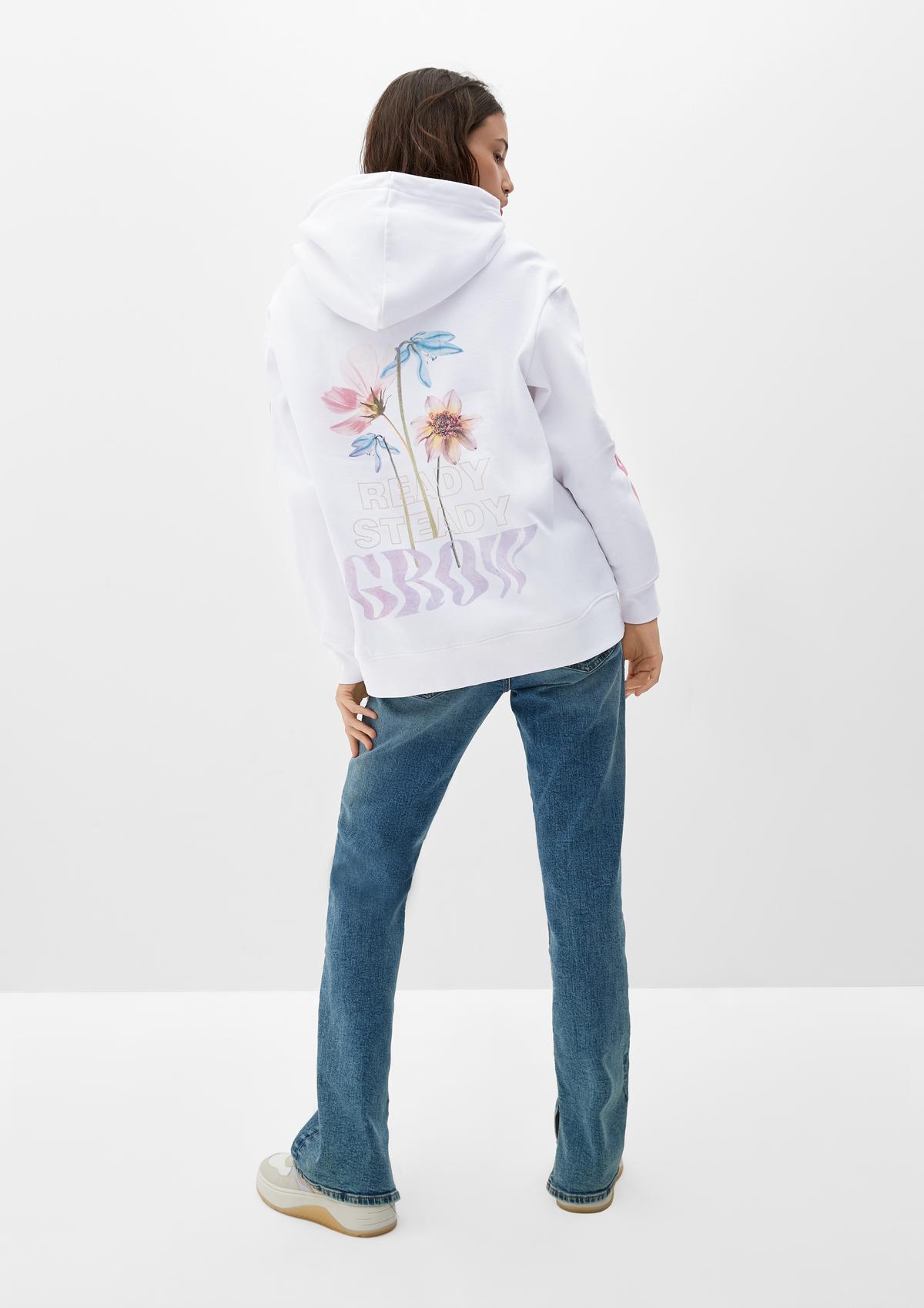 Hooded sweatshirt with - print white back a