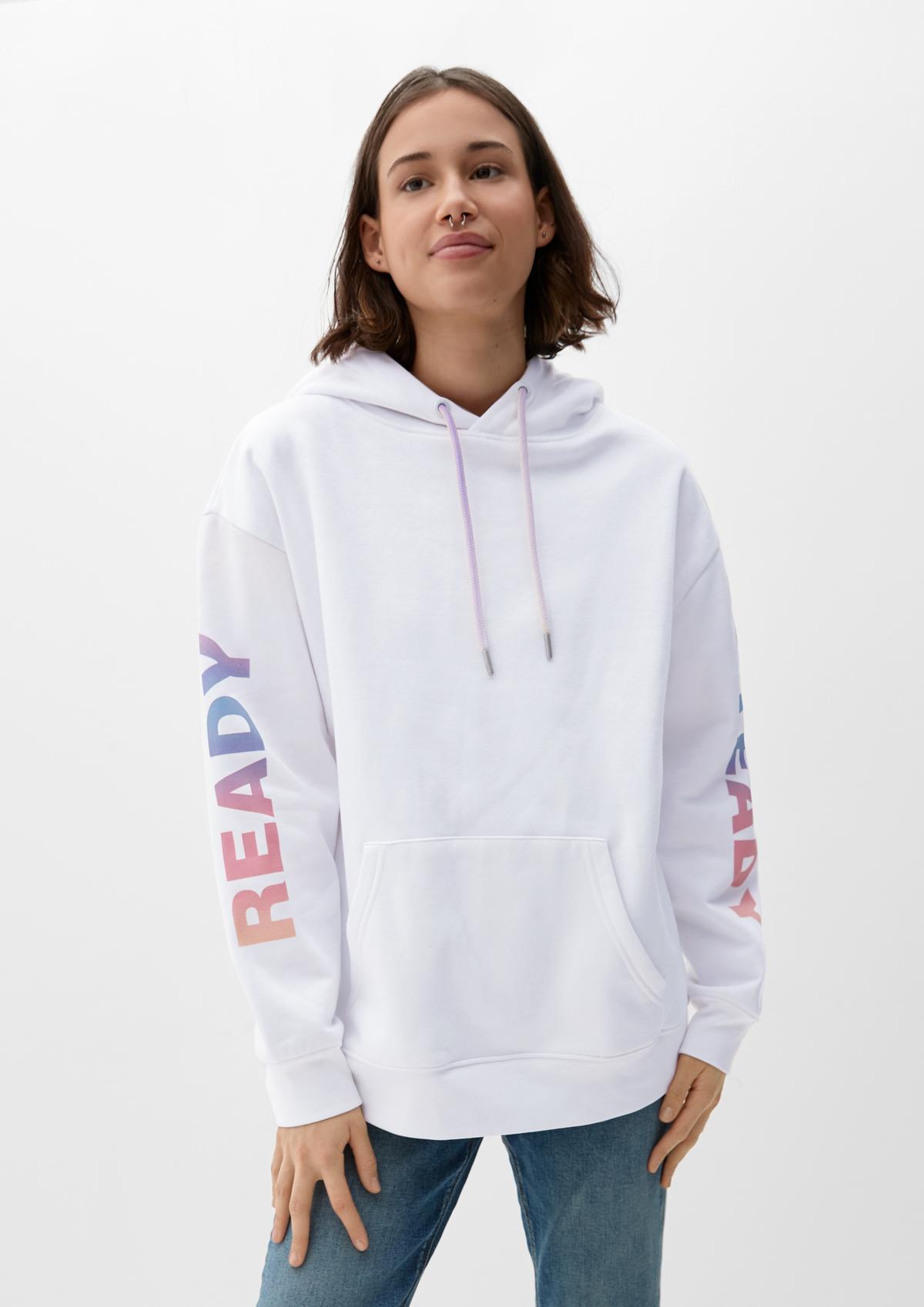 back with white Hooded sweatshirt print - a