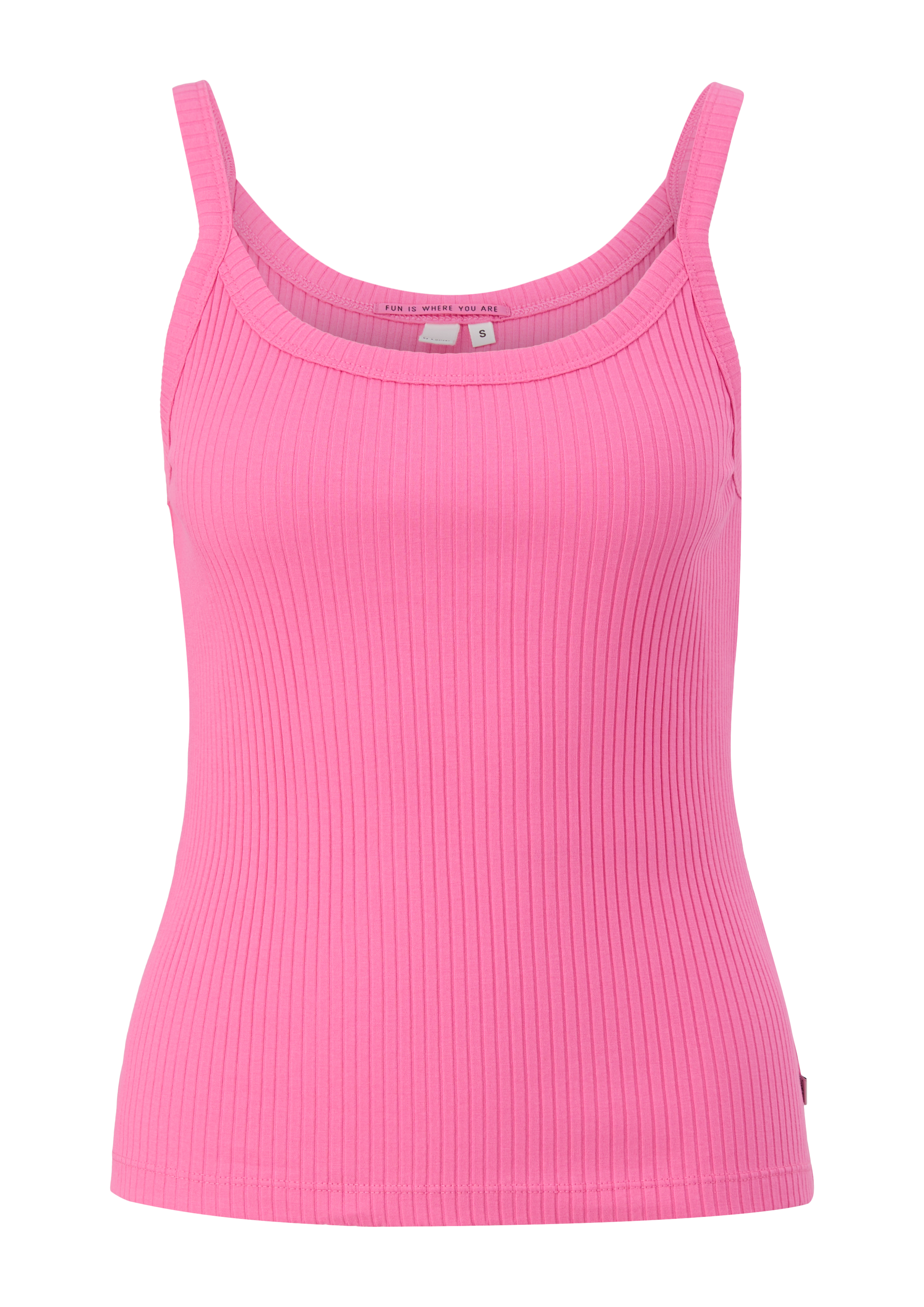 QS - Top in Rippstruktur, Damen, Rosa