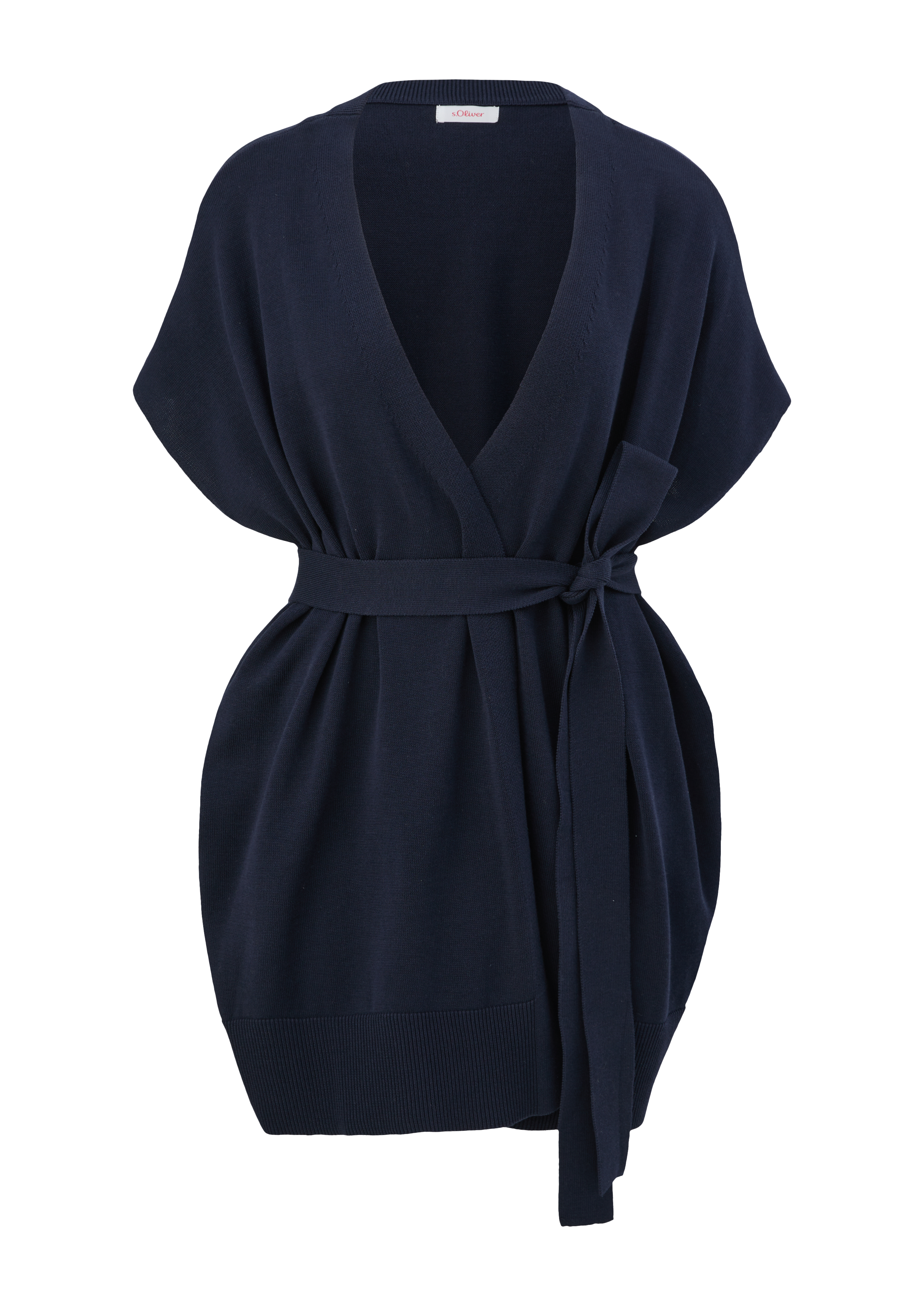 s.Oliver - Strickponcho mit Bindegürtel, Damen, blau