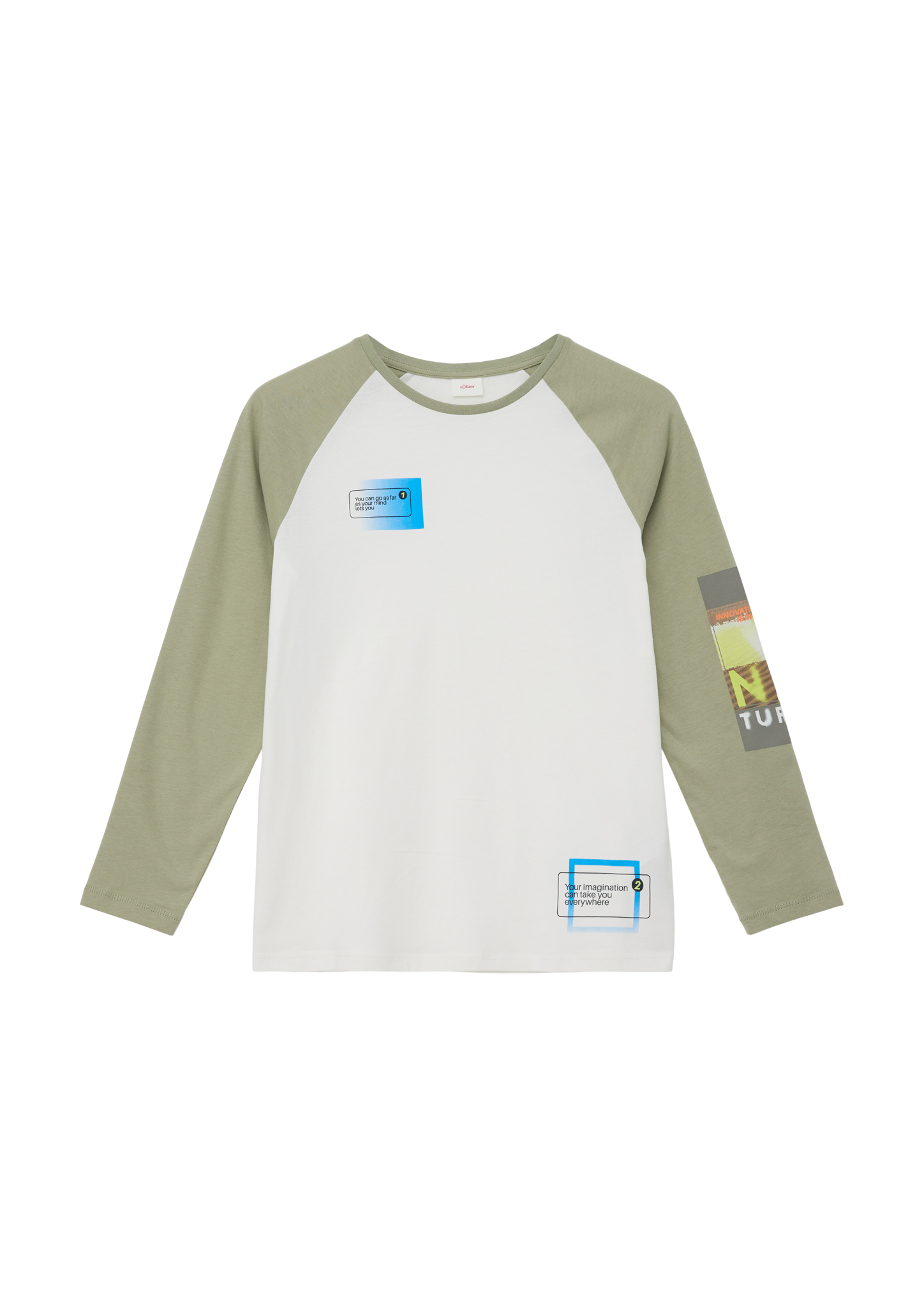s.Oliver - Longsleeve mit Statement-Prints, Jungen, Grün