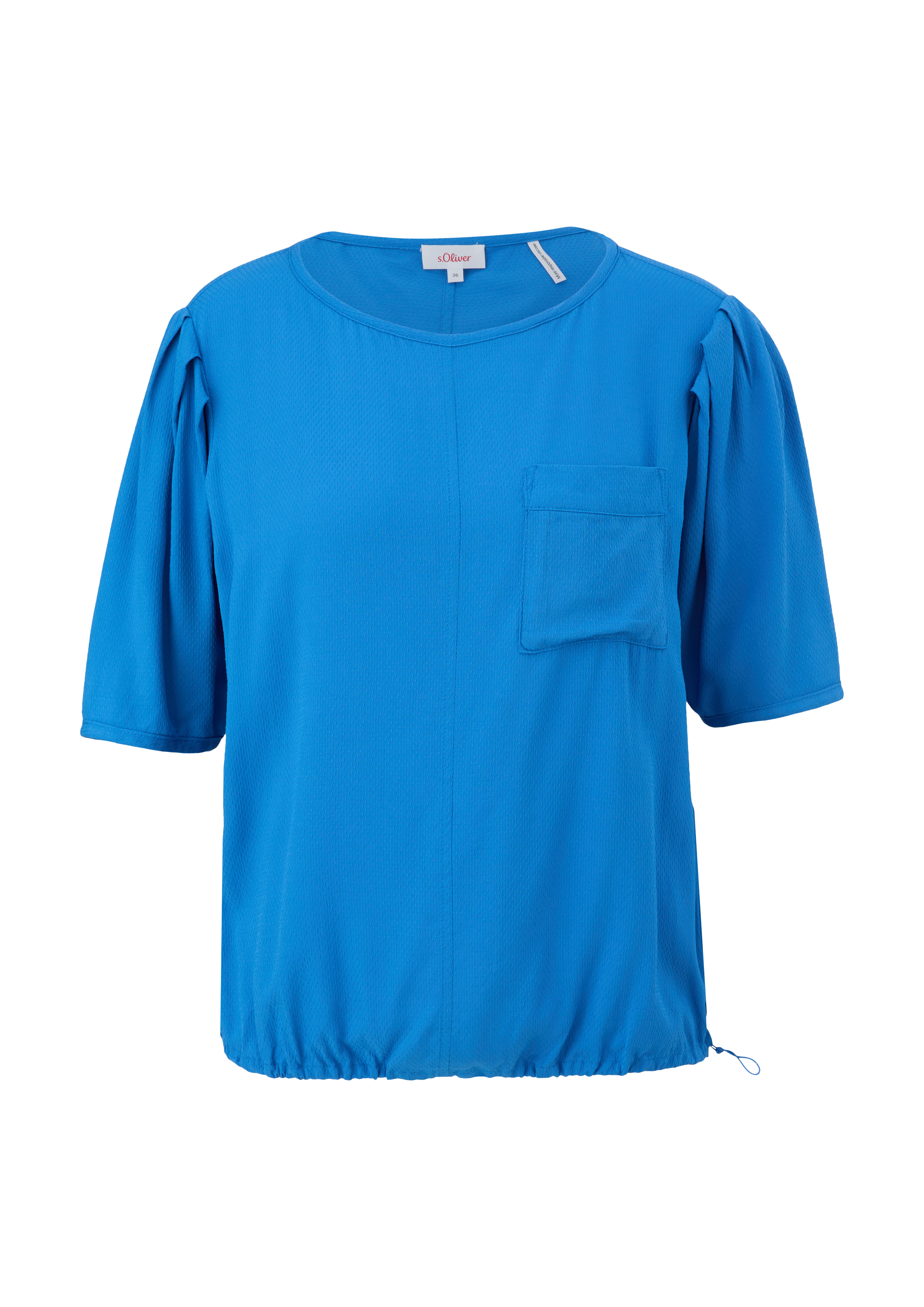 s.Oliver - T-Shirt mit Dobby-Struktur, Damen, blau