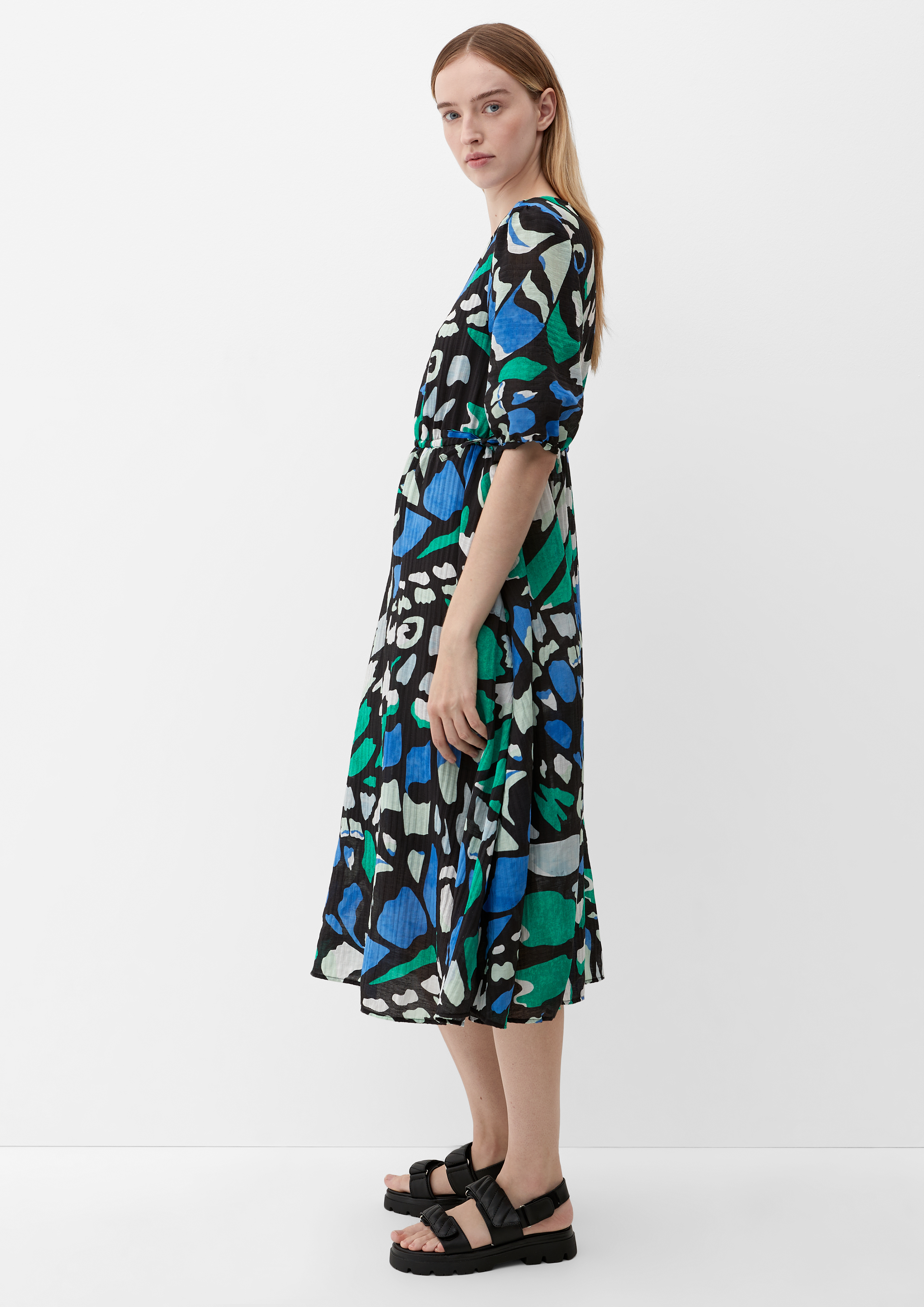 Viscose dress with an allover pattern black s.Oliver