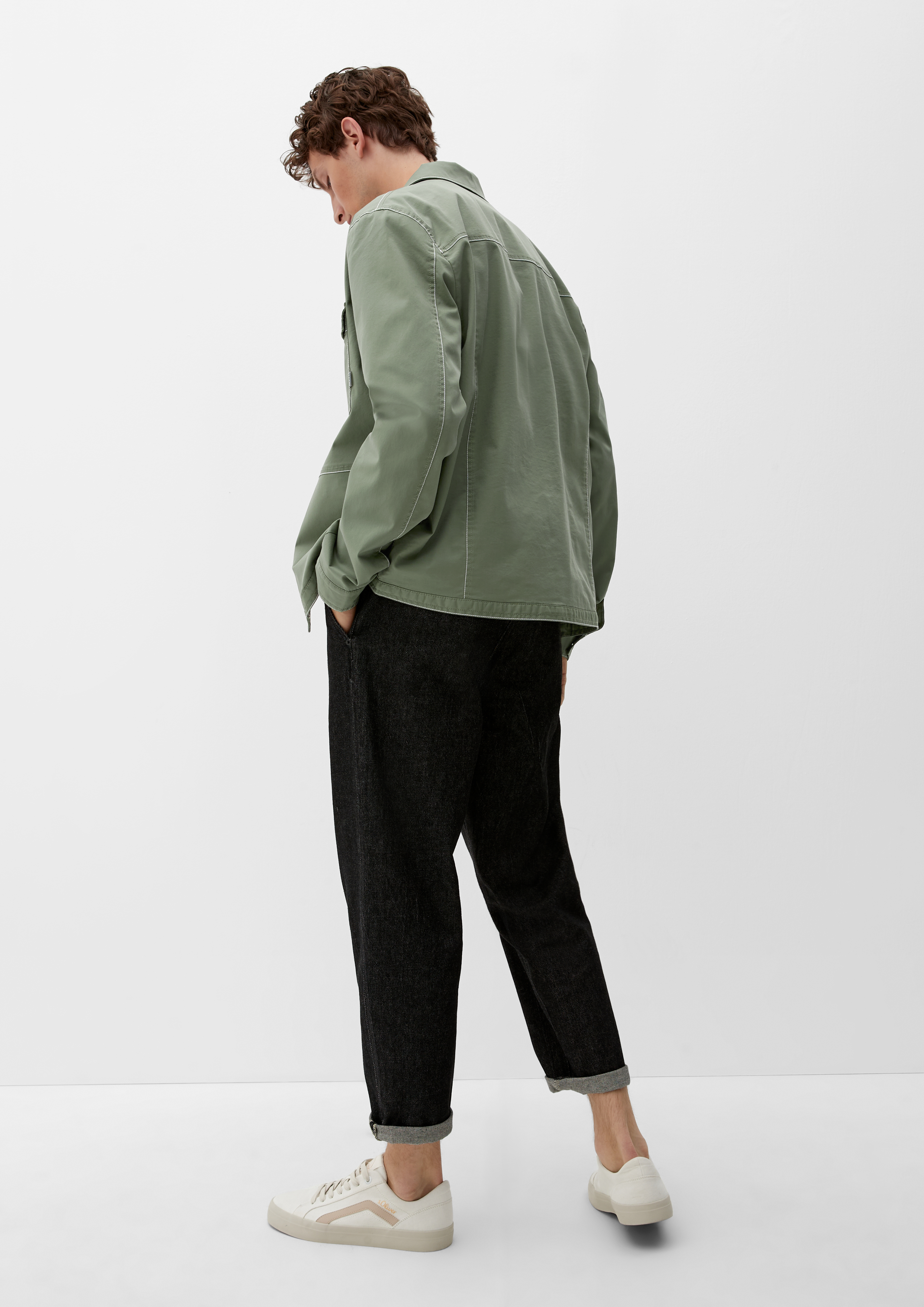 Twill shirt with breast pockets - light olive | s.Oliver