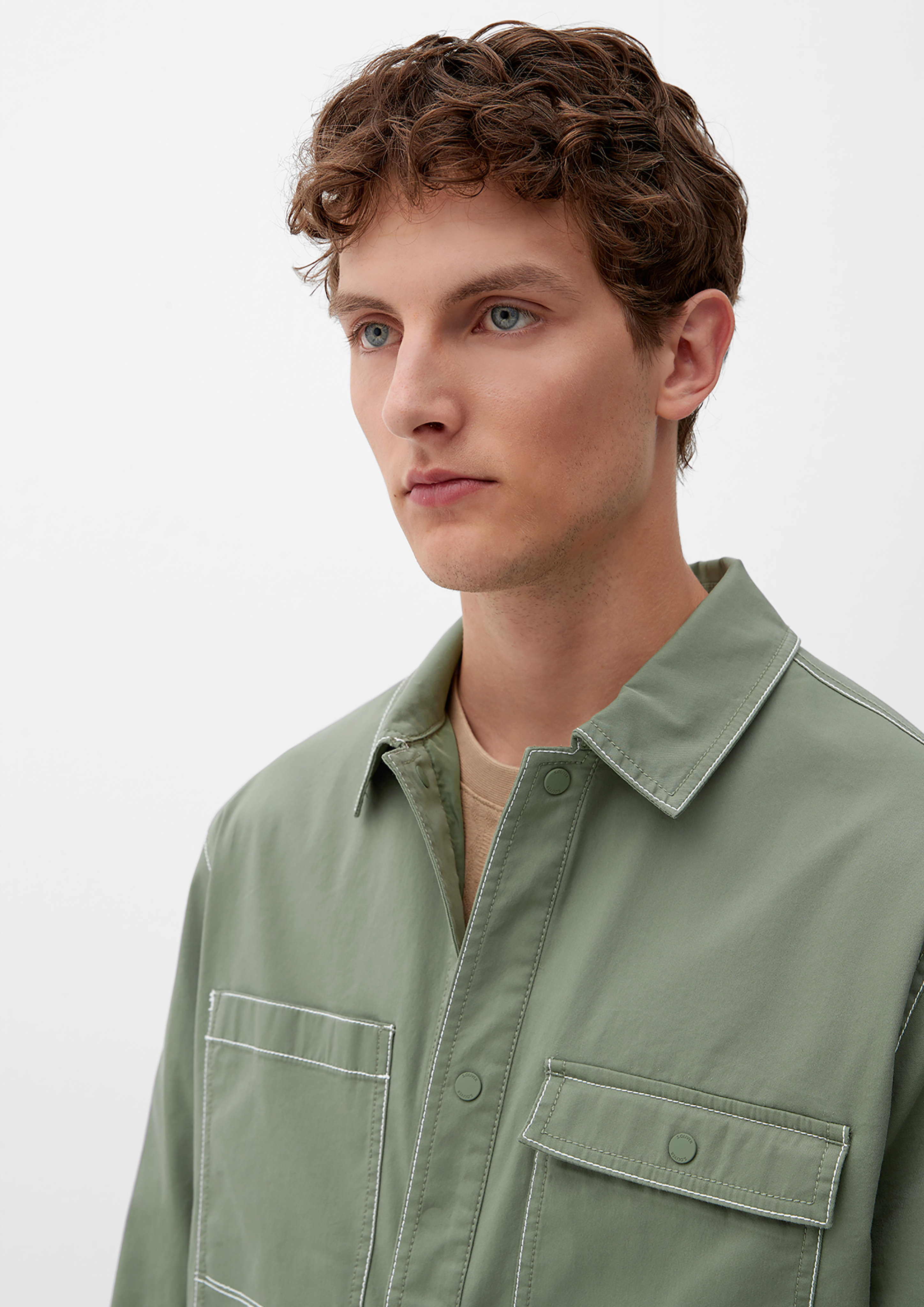 Twill shirt with breast pockets - light olive | s.Oliver