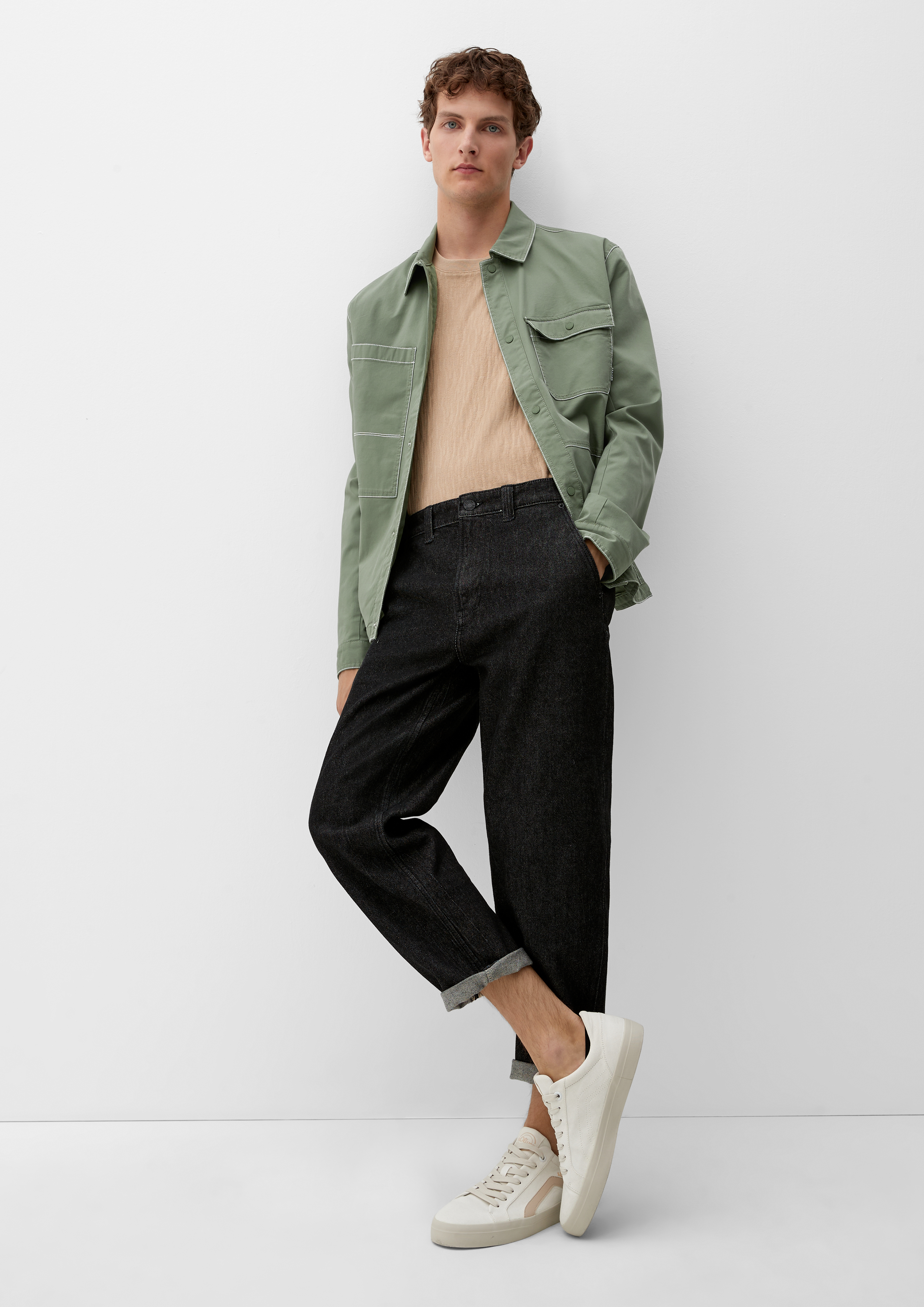 Twill shirt with breast pockets - light olive | s.Oliver