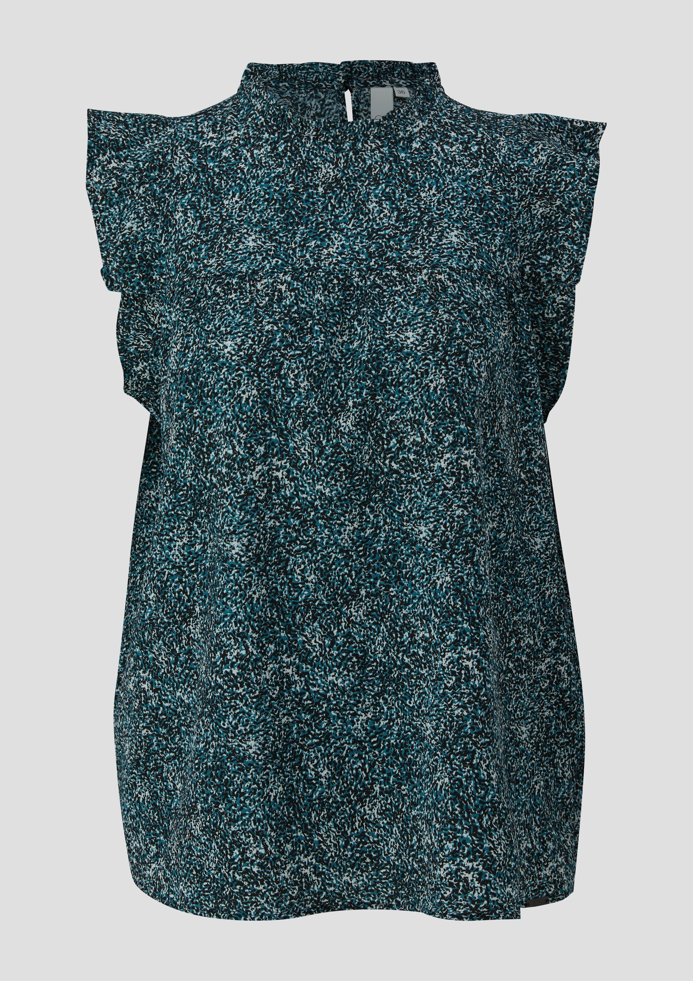 Thumbnail - QS - Gemusterte Bluse mit Volant-Ärmeln, Damen, Blau