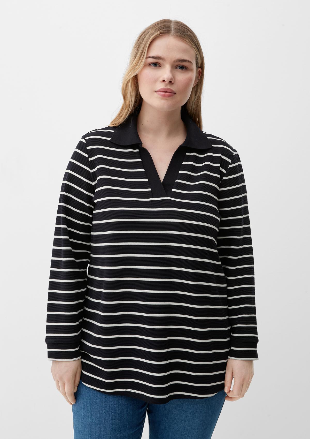 cotton - sleeve made Long navy stretch of top