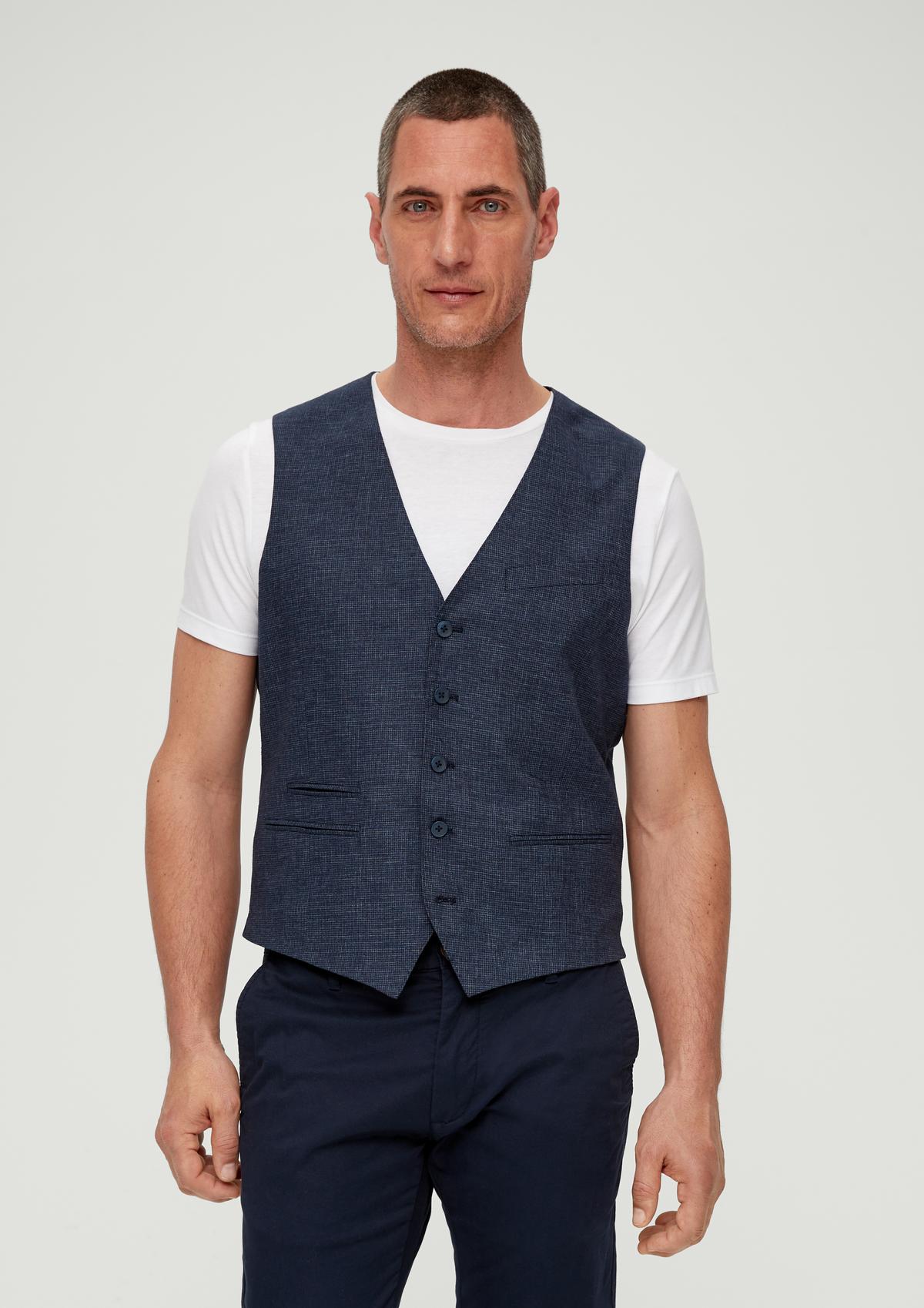 s.Oliver Waistcoat with fine check pattern
