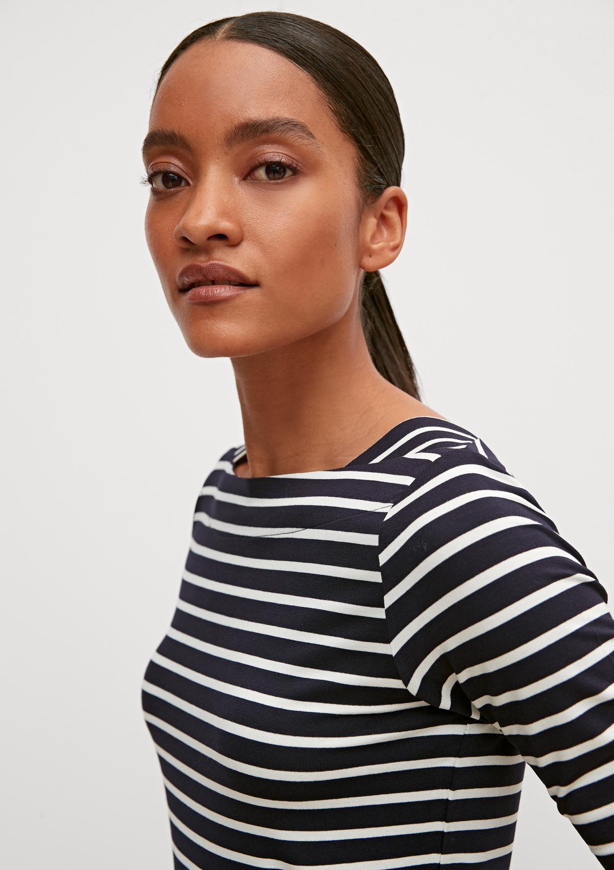 comma Striped top with mid-length sleeves