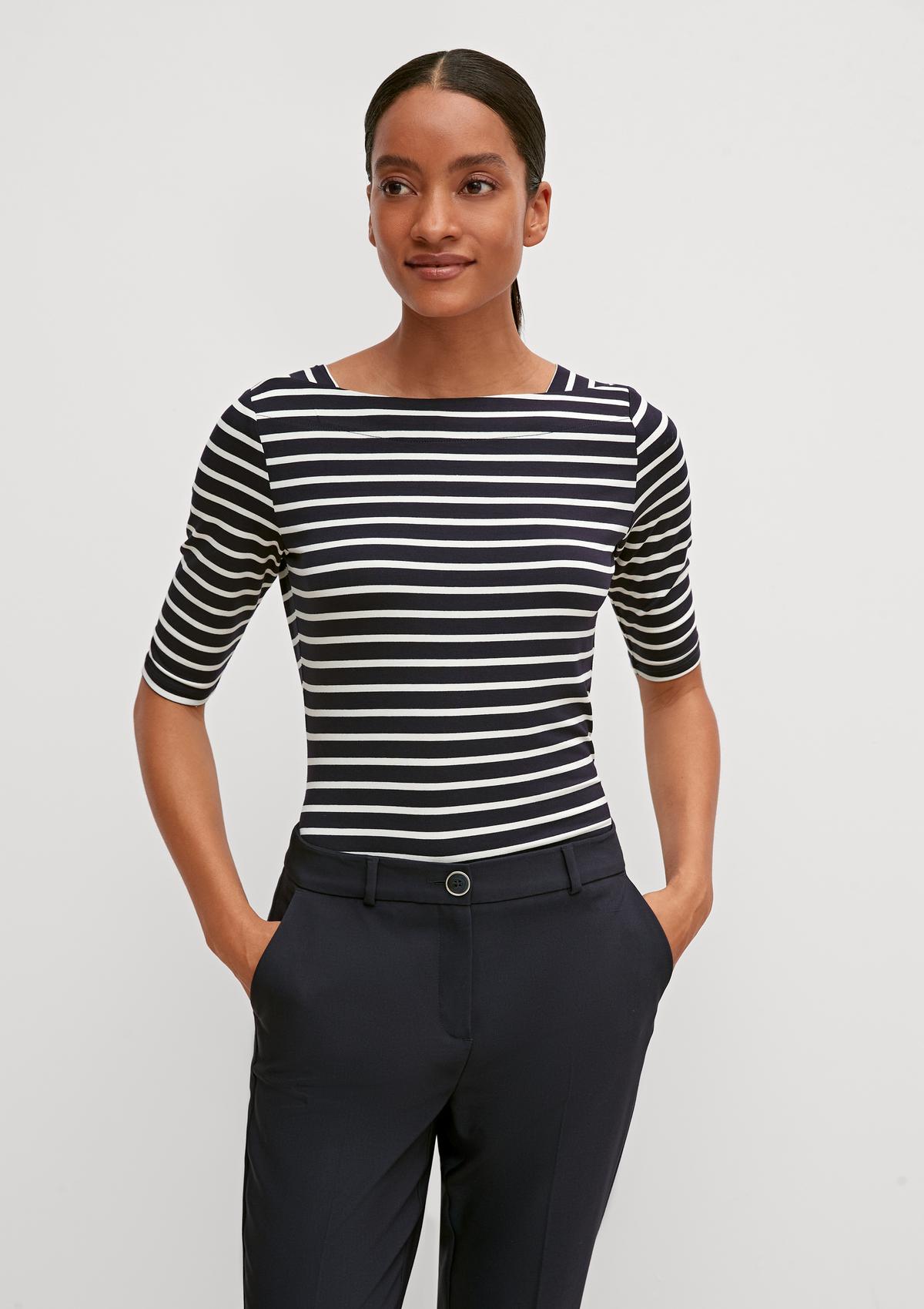 Striped top with mid-length sleeves