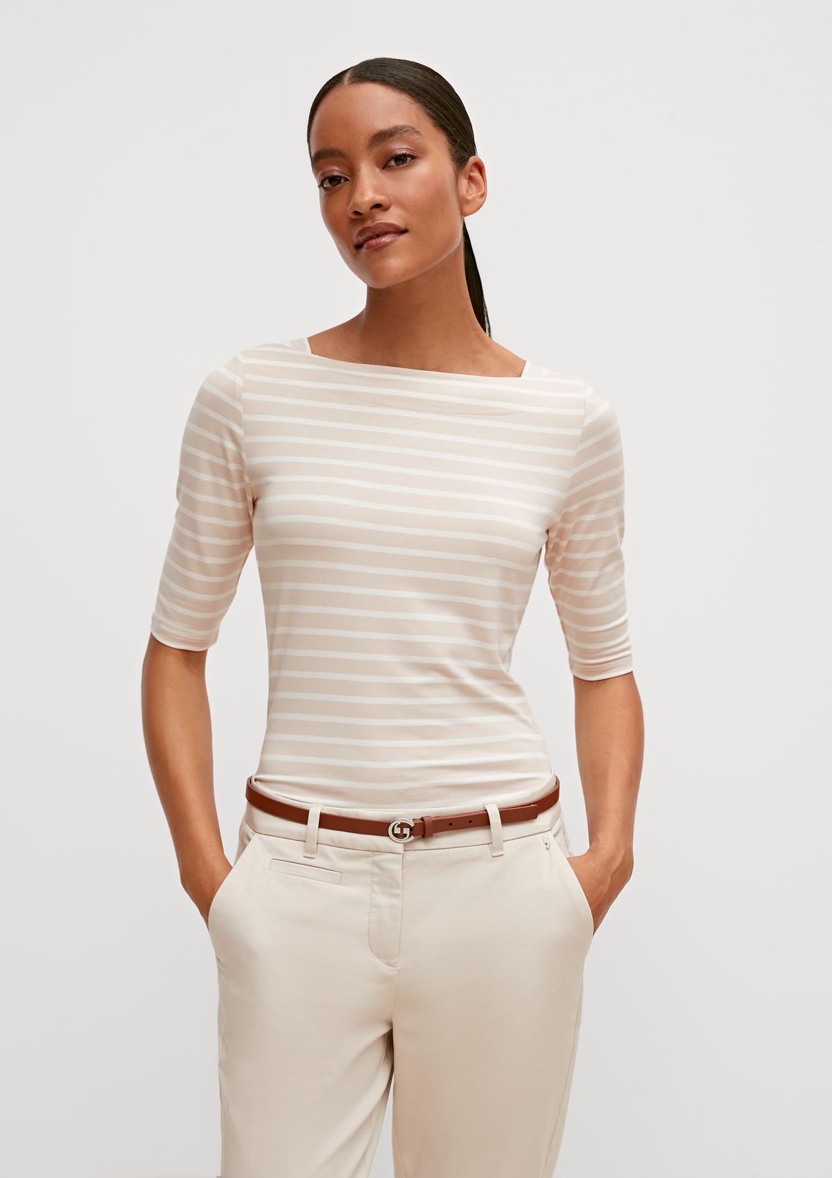 Striped top with mid-length sleeves