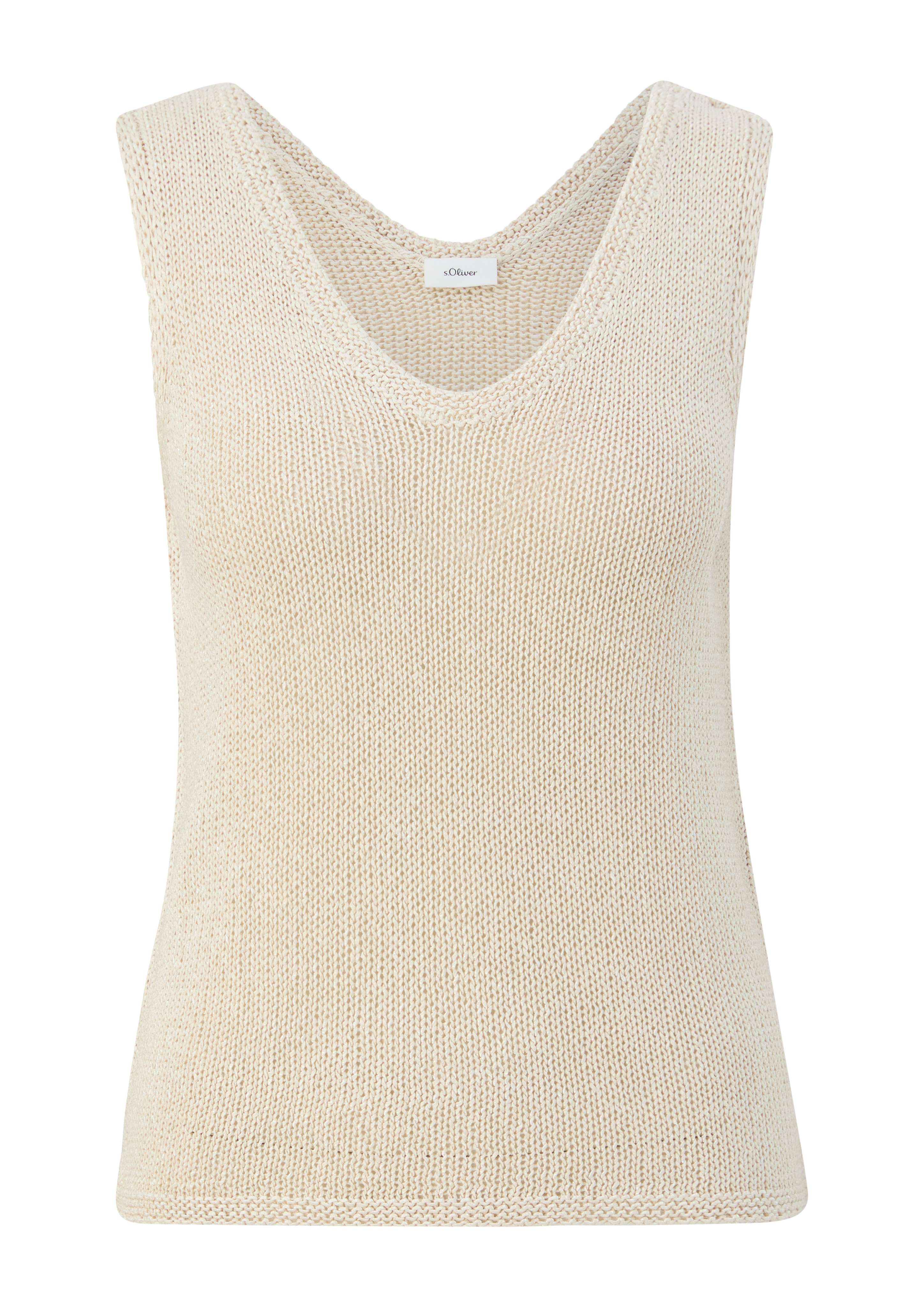 s.Oliver - Strickshirt mit V-Ausschnitt, Damen, creme