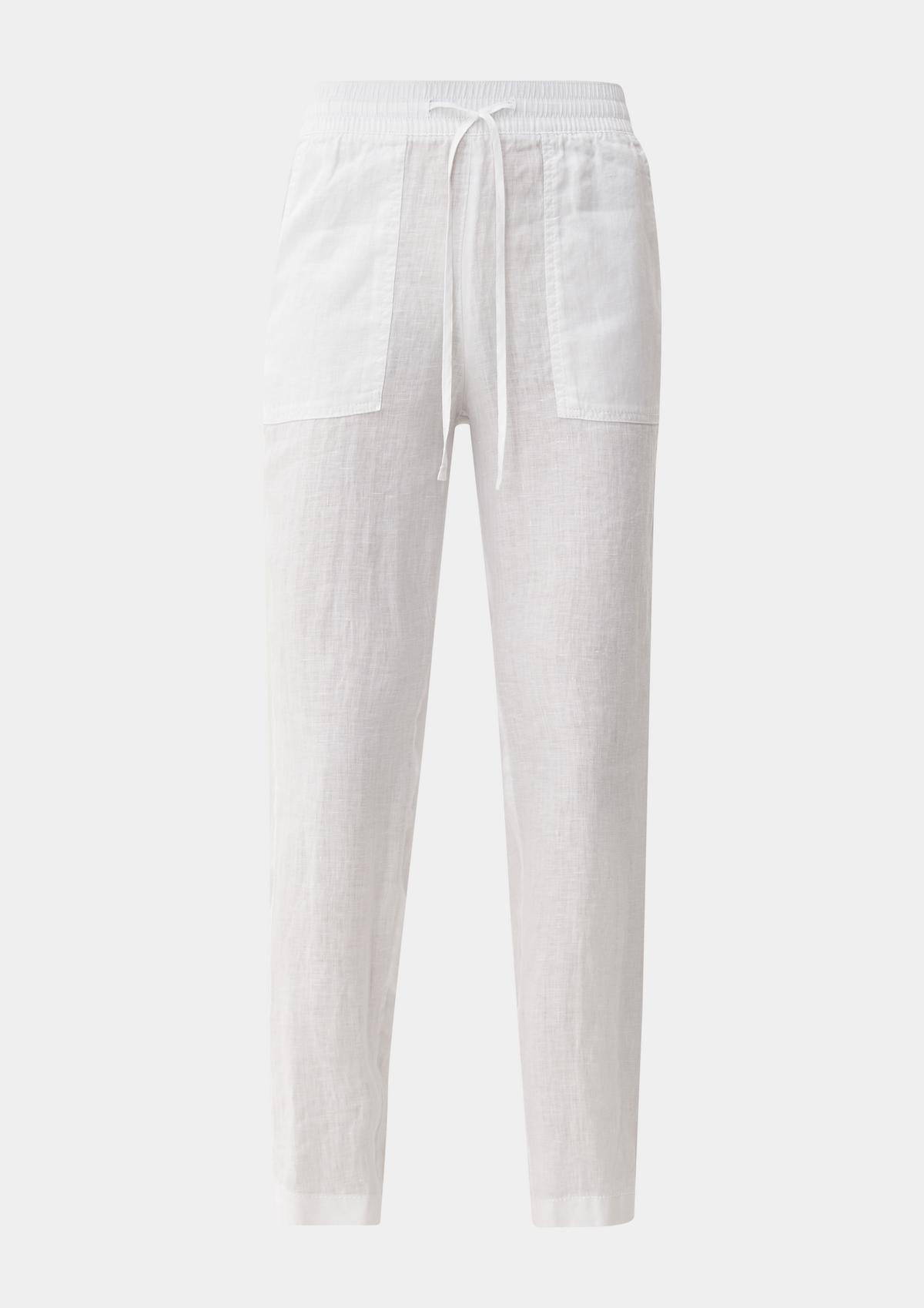 Relaxed fit: linen trousers with an elasticated waistband - white