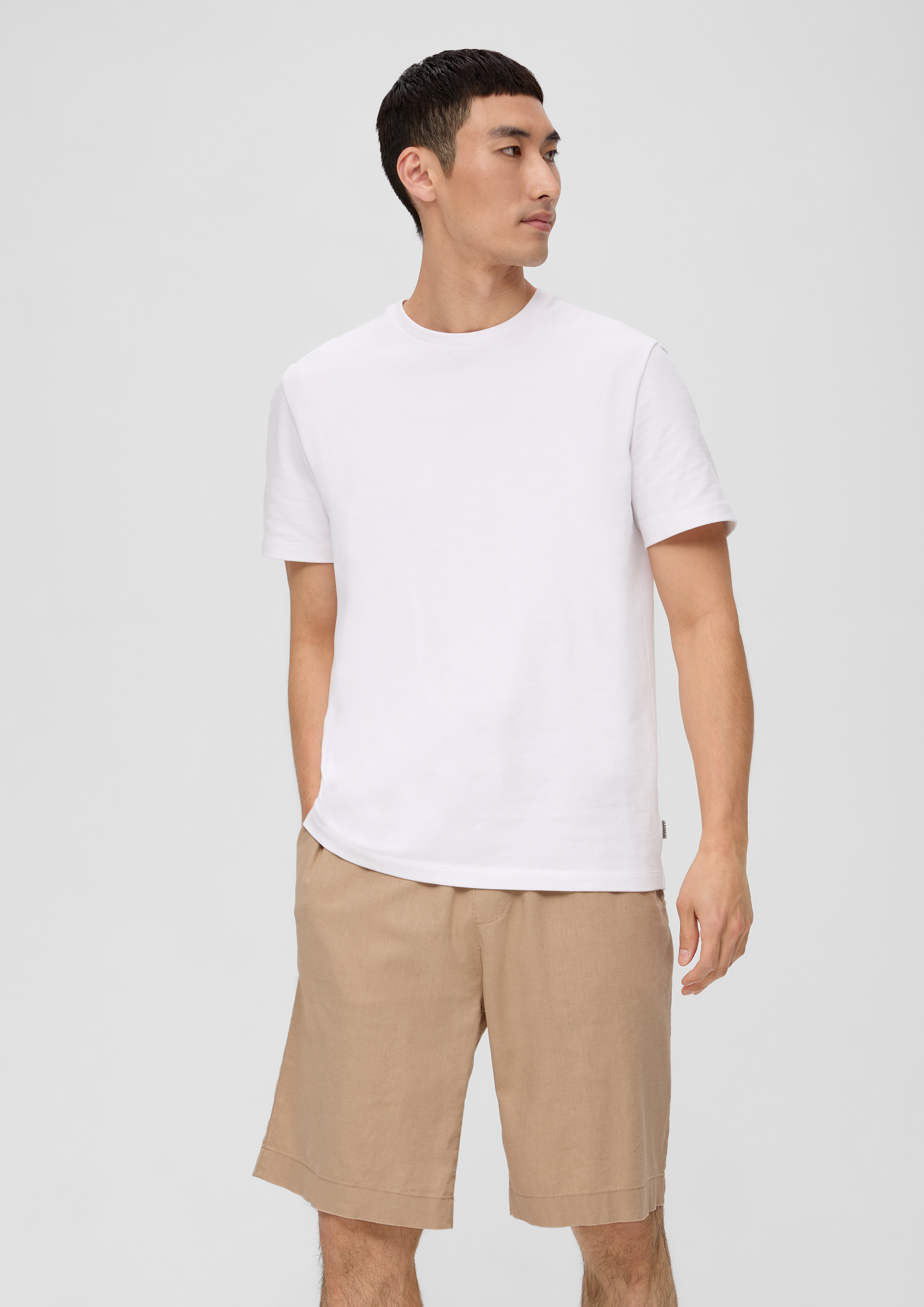 Bermuda shorts in blended linen - white