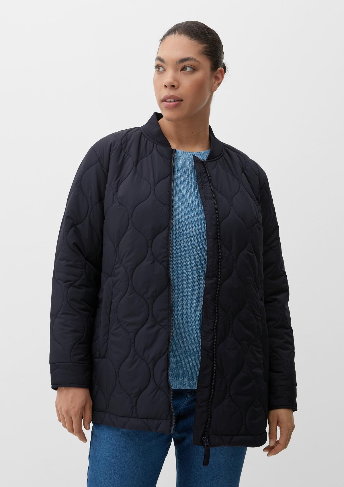 Quilted jacket with a ribbed stand-up collar