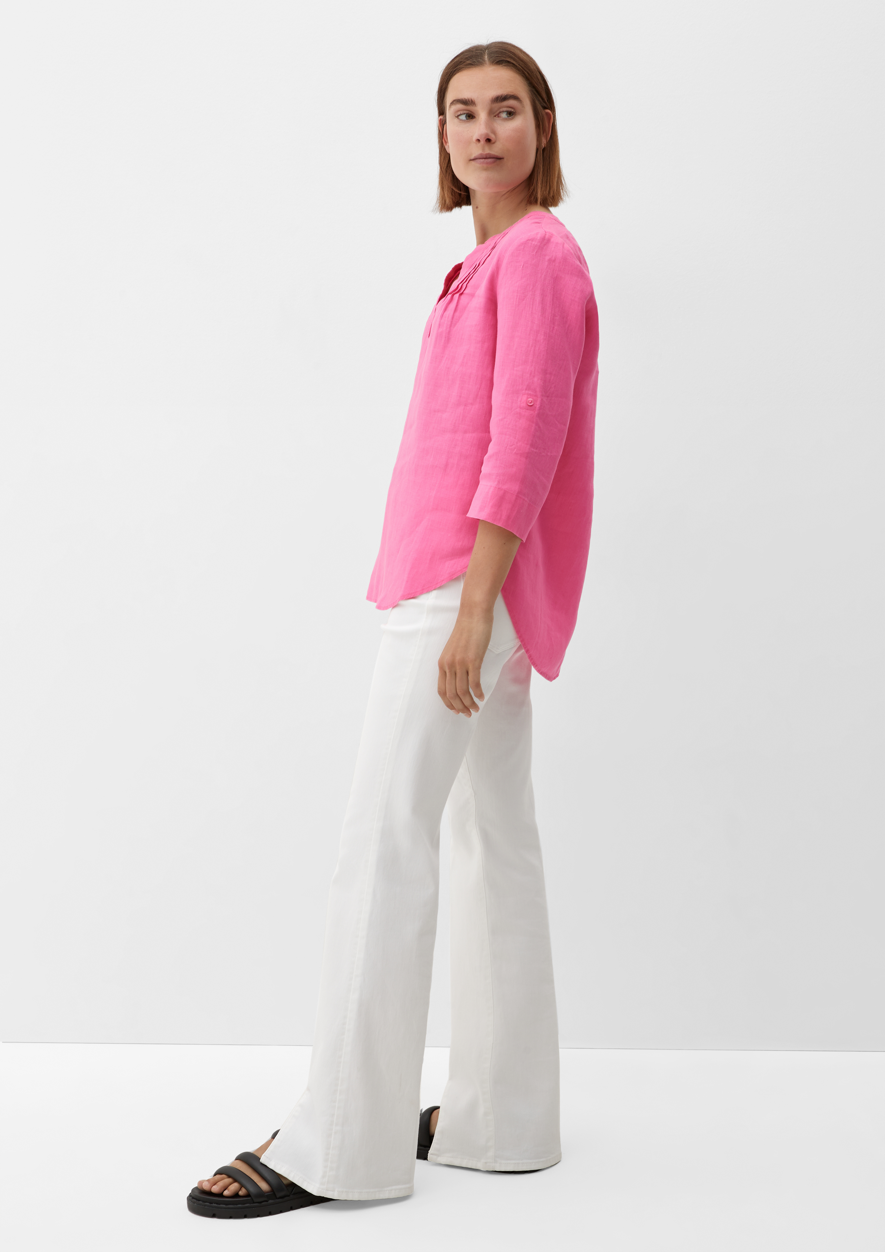 Analogie Pintuck Collar Blouse - Clear Blue (Embroidered Linen Collection) main image 1