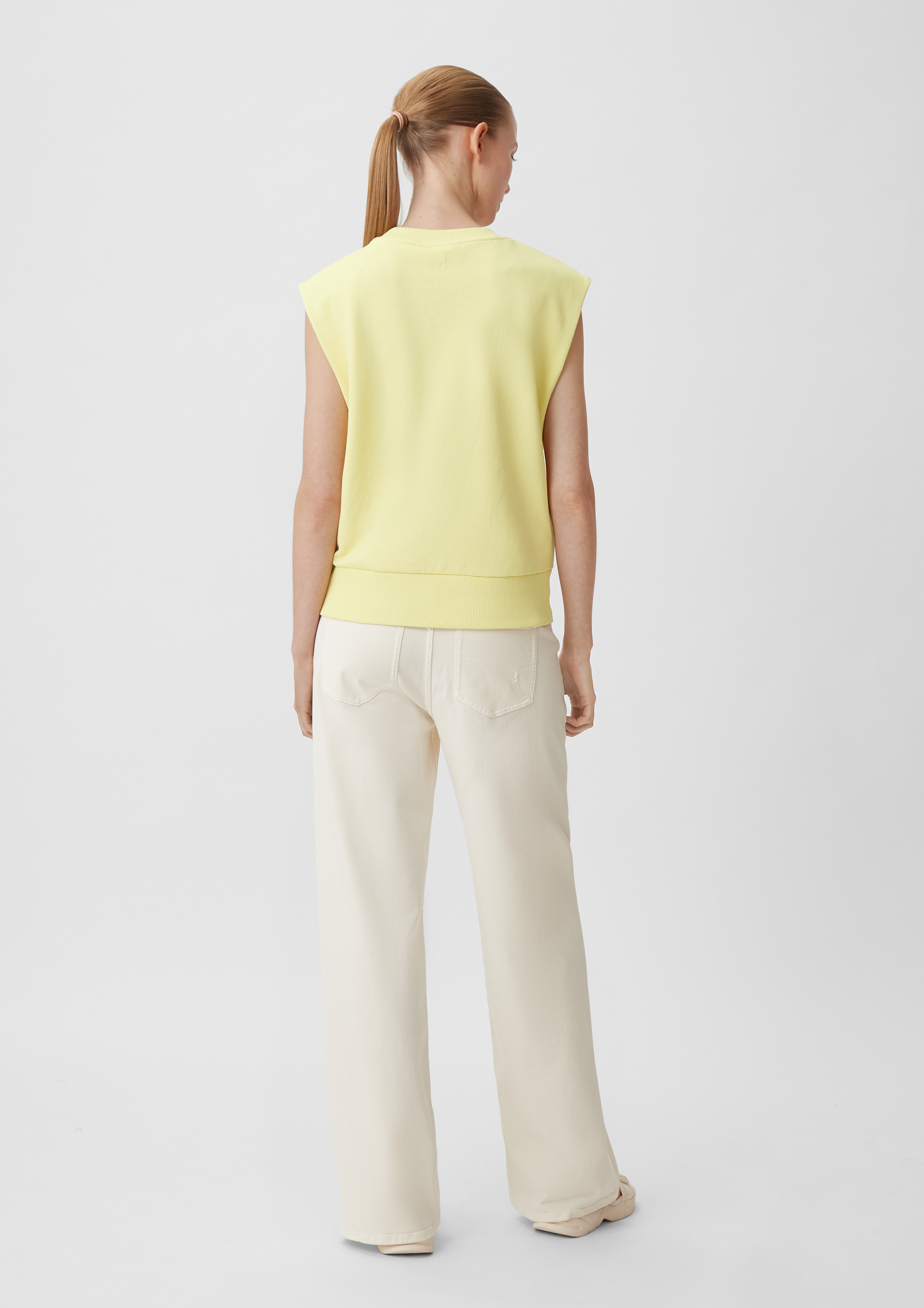 Sleeveless cotton sweatshirt light lemon Comma