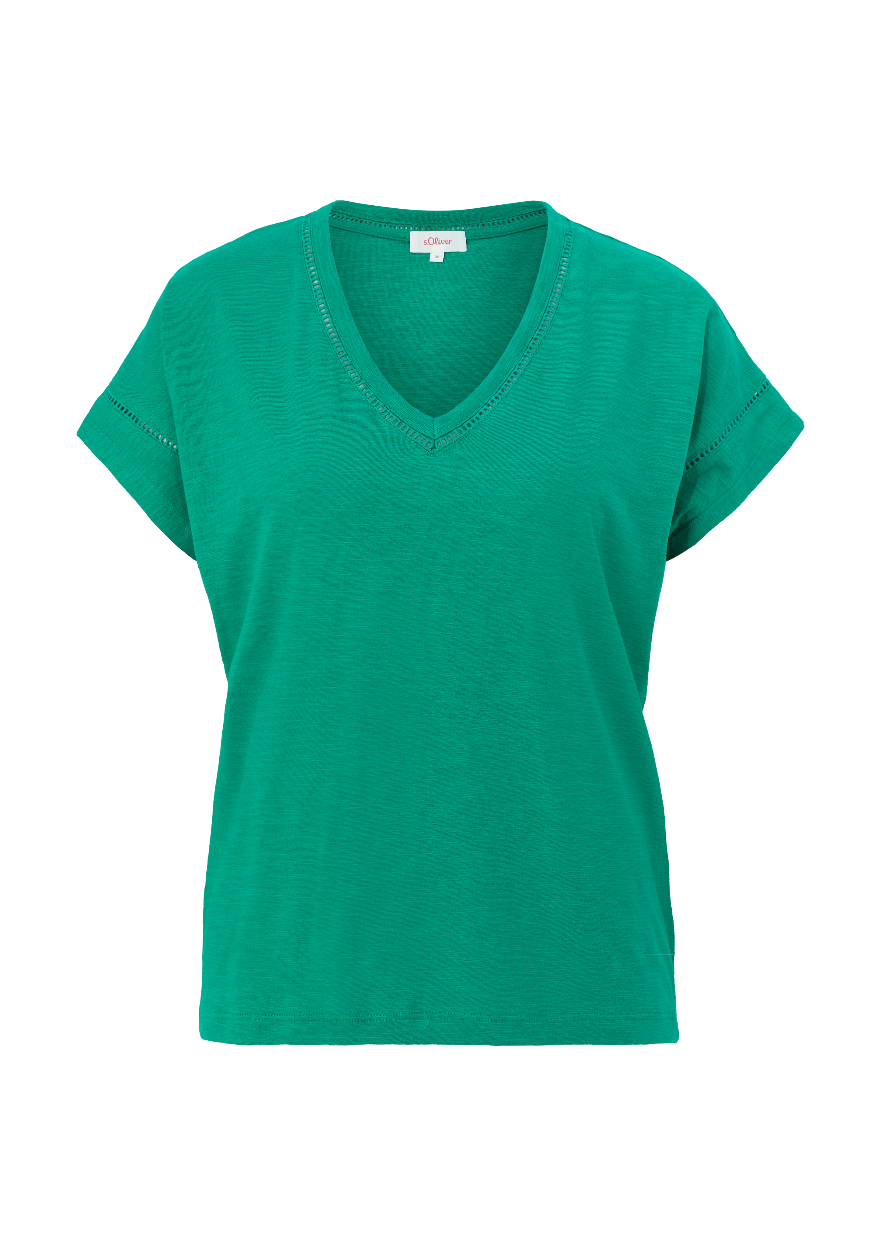 s.Oliver - T-Shirt mit Zierborte, Damen, grün