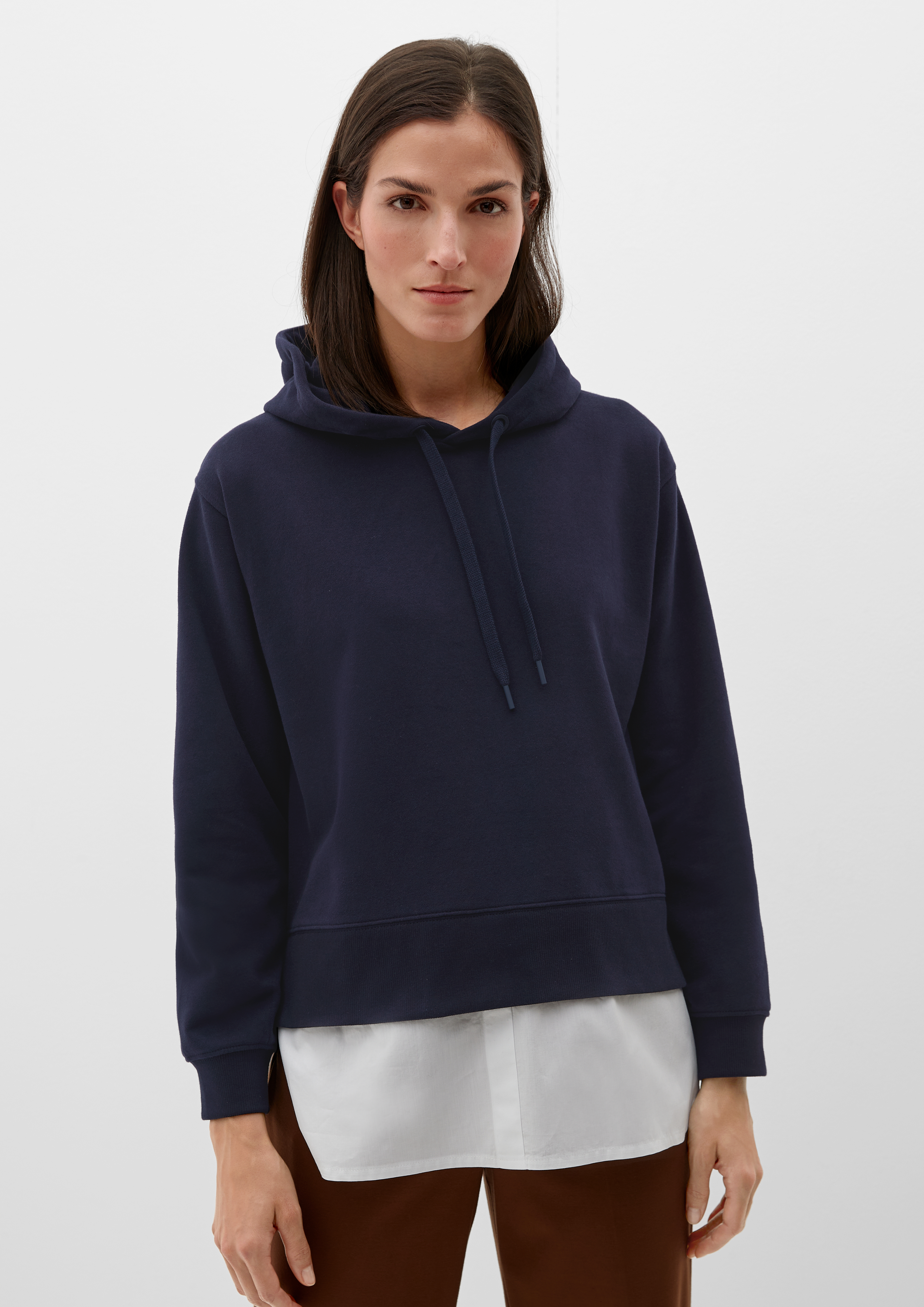 Sweatshirt in Layering-Optik - navy