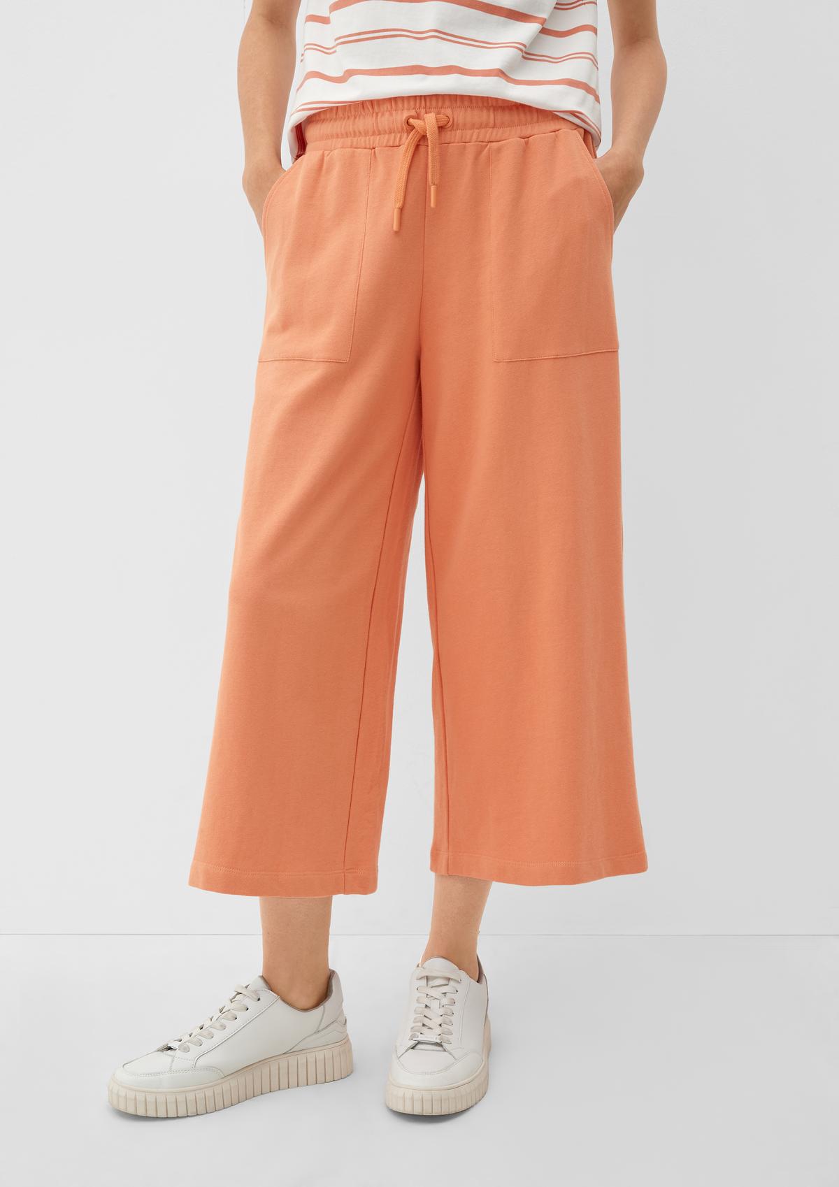orange pleated cotton culottes pants