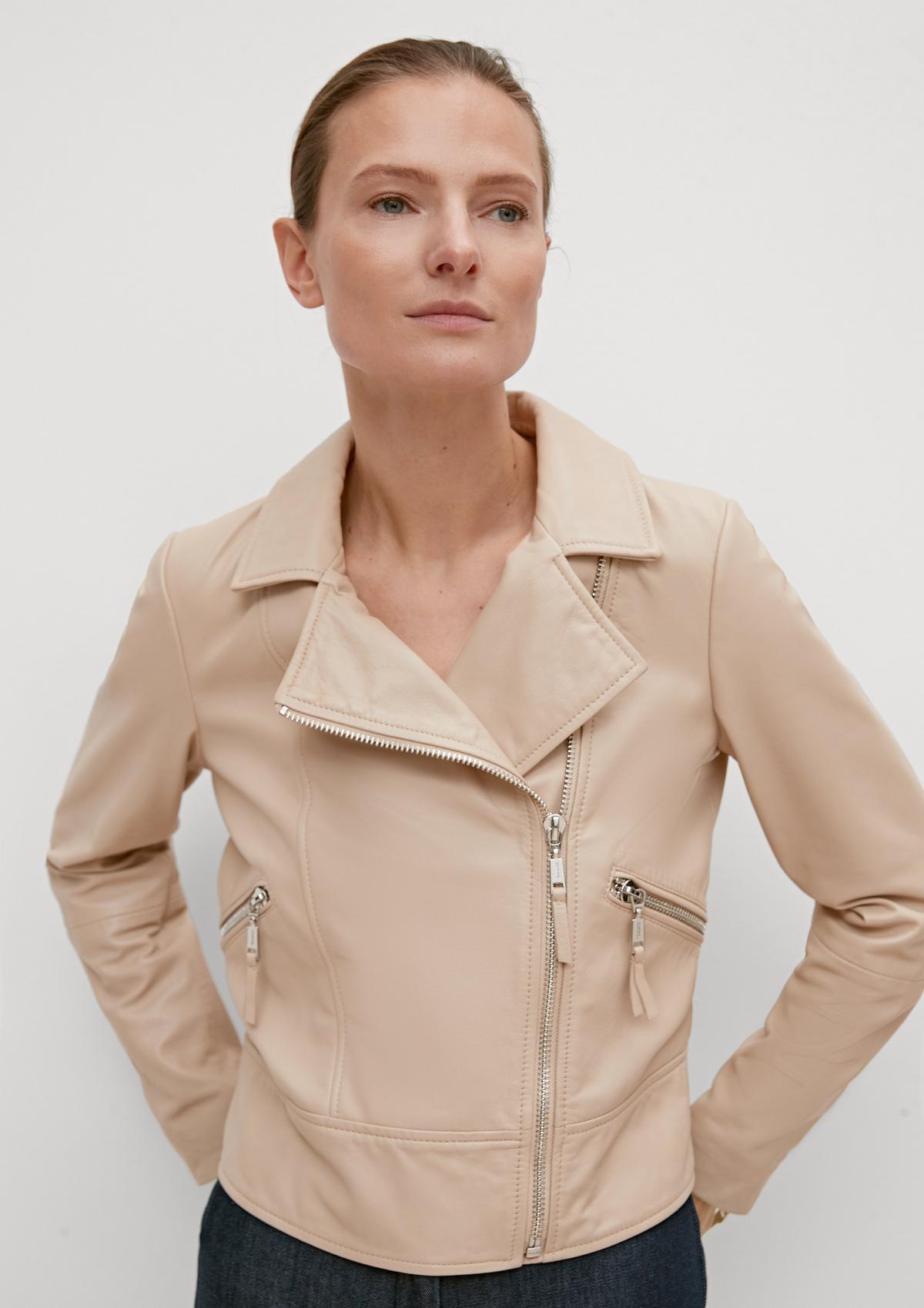 comma Leather jacket with zip details